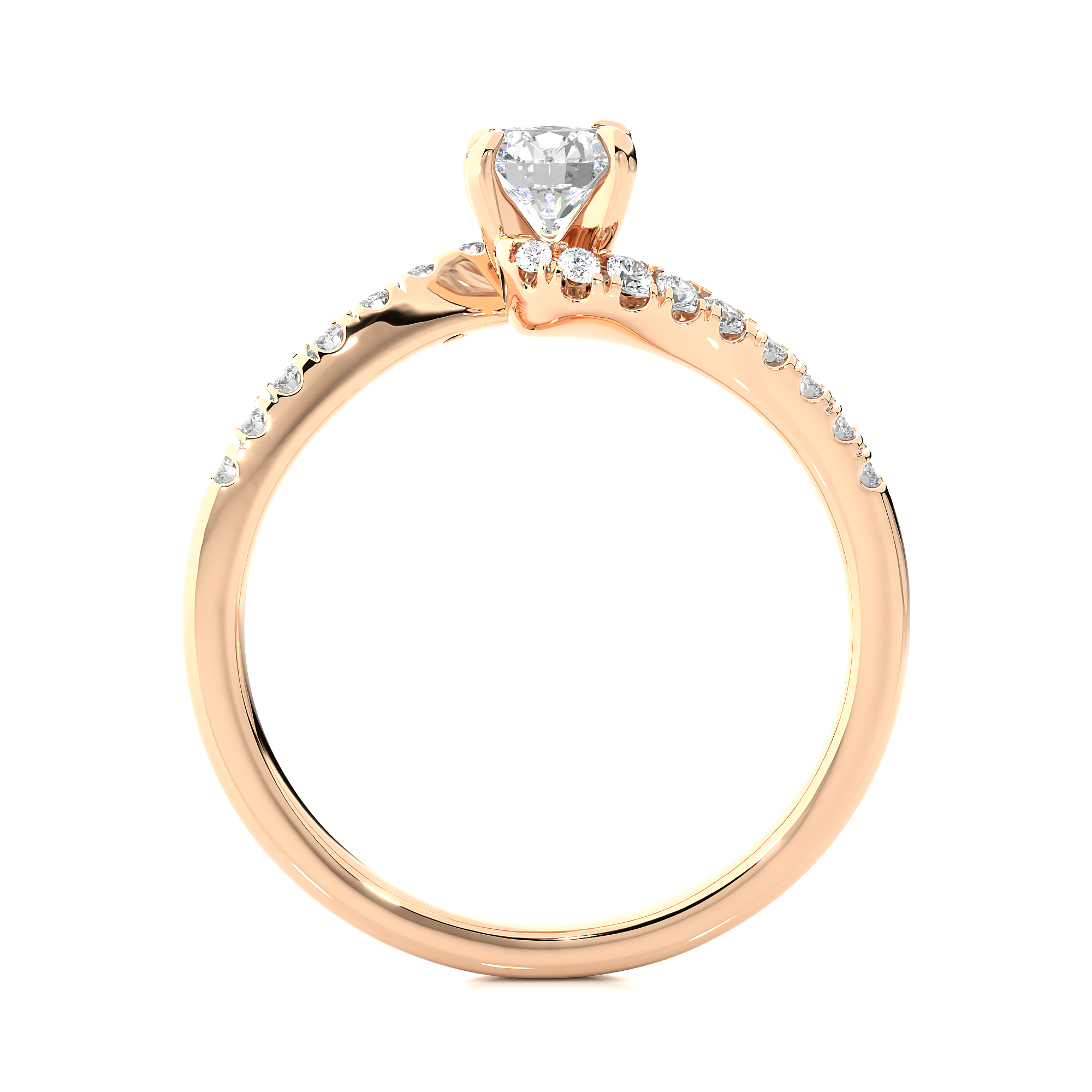 Round Lab Grown Diamond Twist Split Shank Engagement Ring