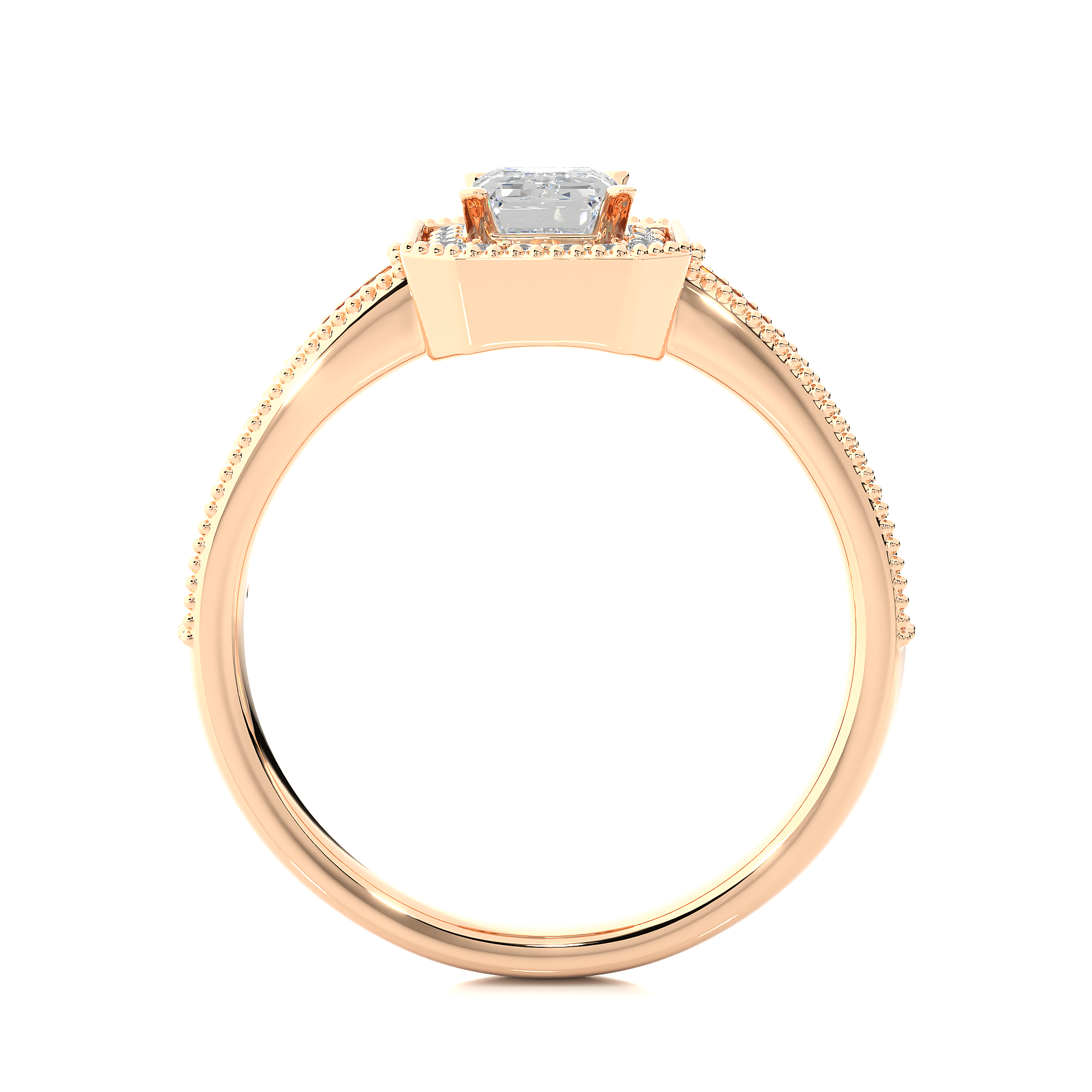Emerald Cut Lab Grown Diamond Halo Engagement Ring