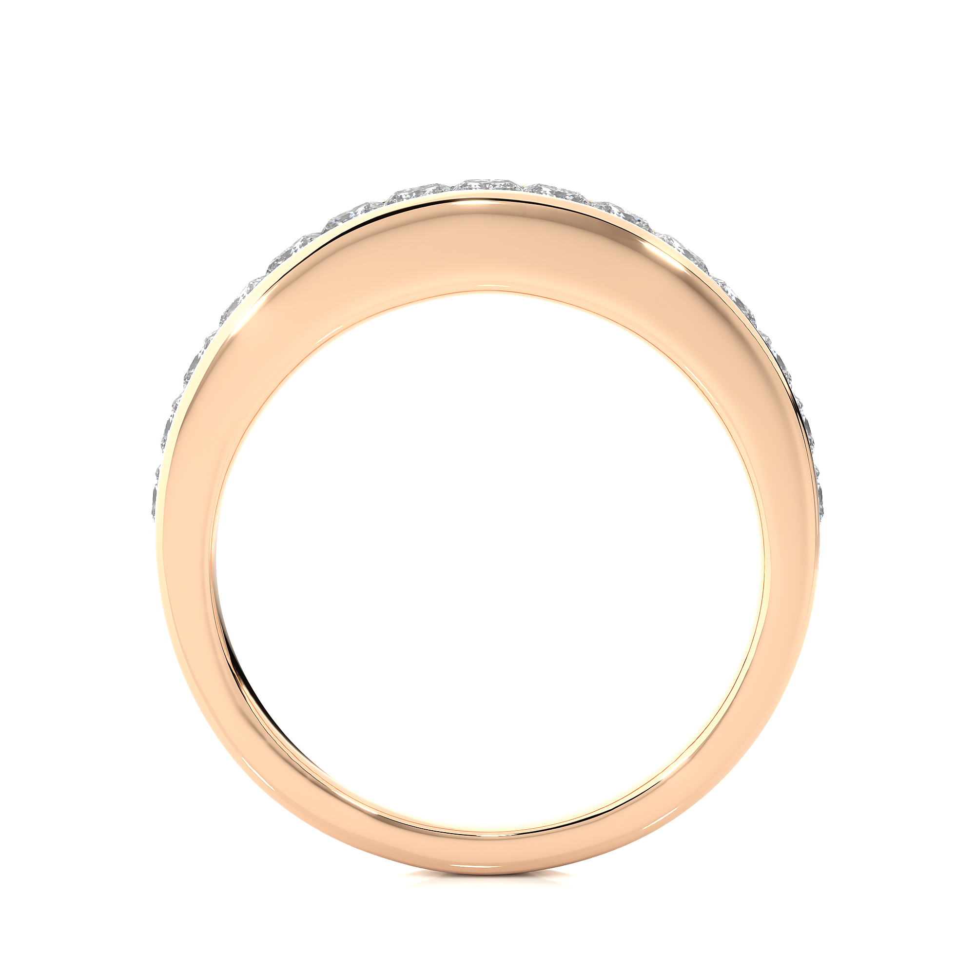 Channel Set Princess Cut Lab Grown Diamond Wedding Band