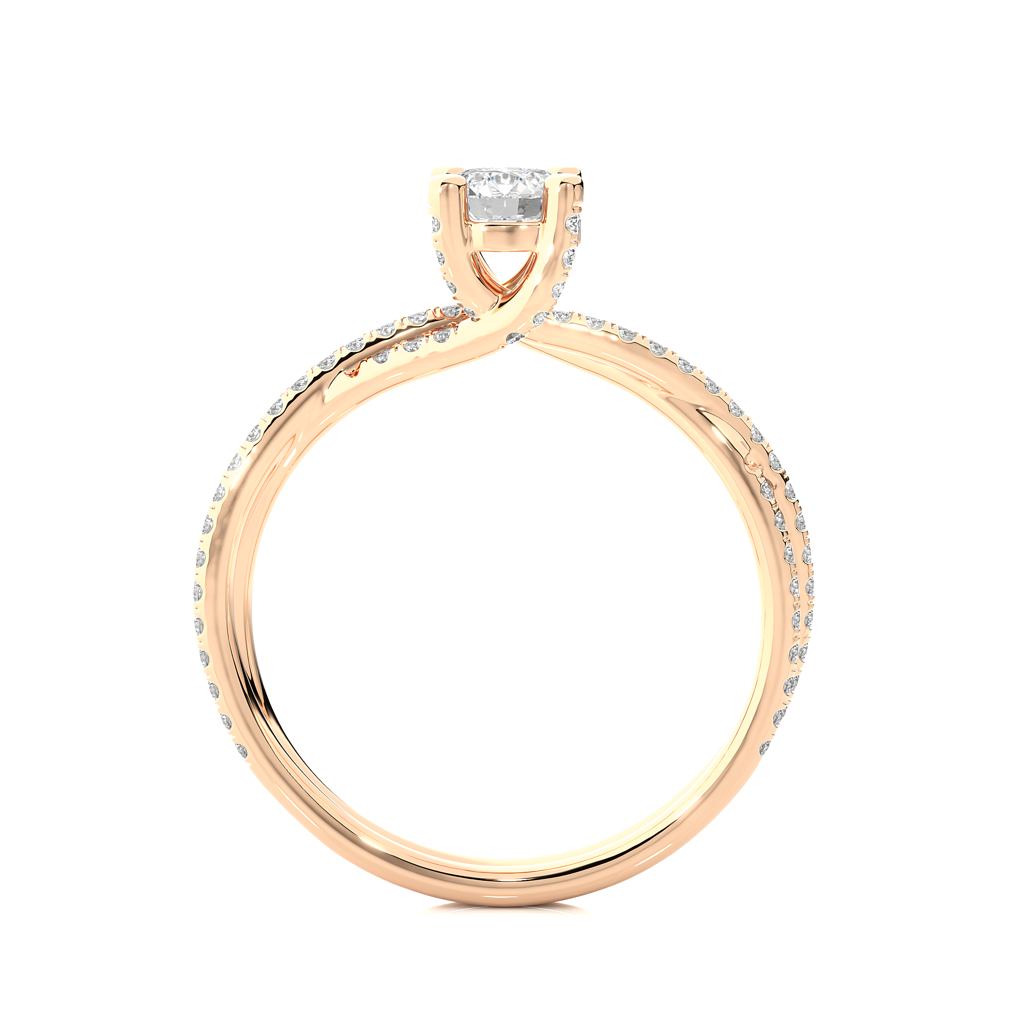 Round Cut Lab Grown Diamond Split Shank Engagement Ring