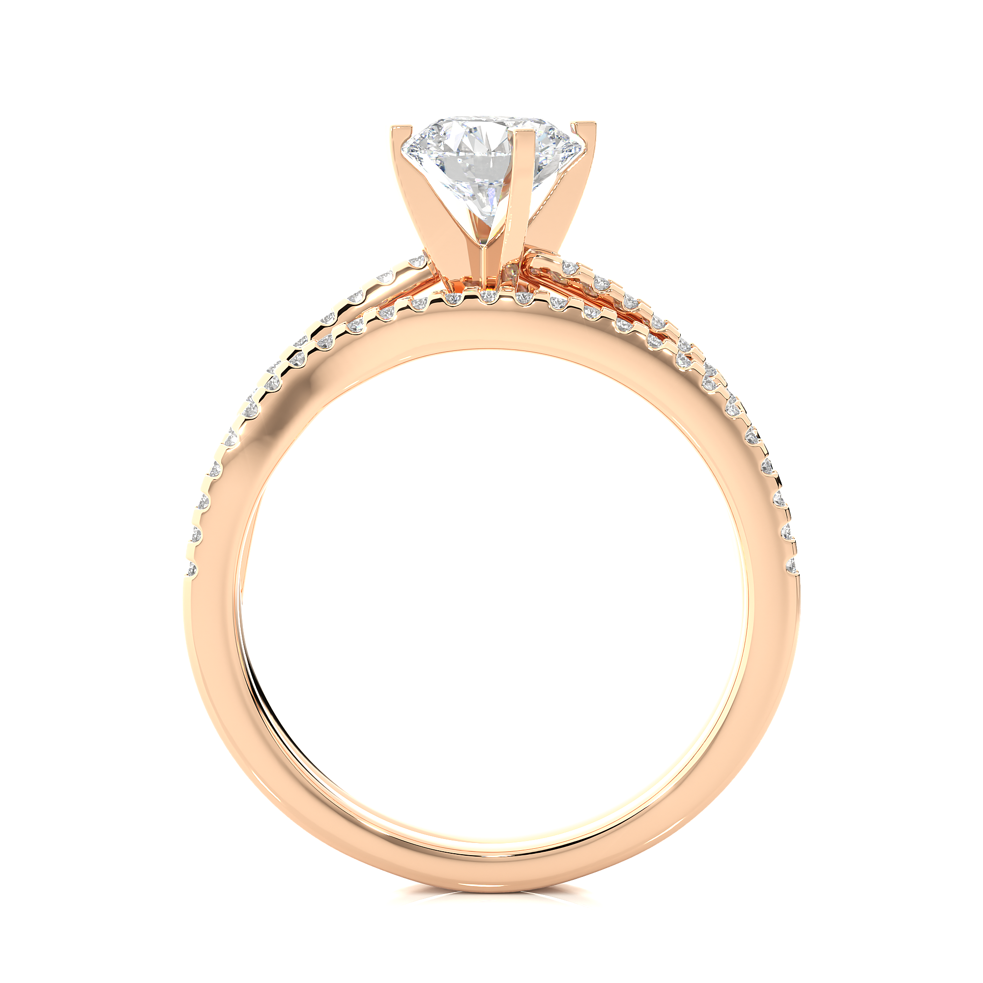 Round Cut Diamond Engagement Ring Set