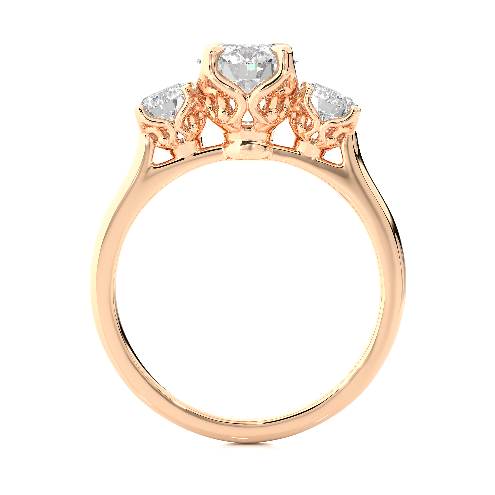 Round Diamond Three Stone Engagement Ring