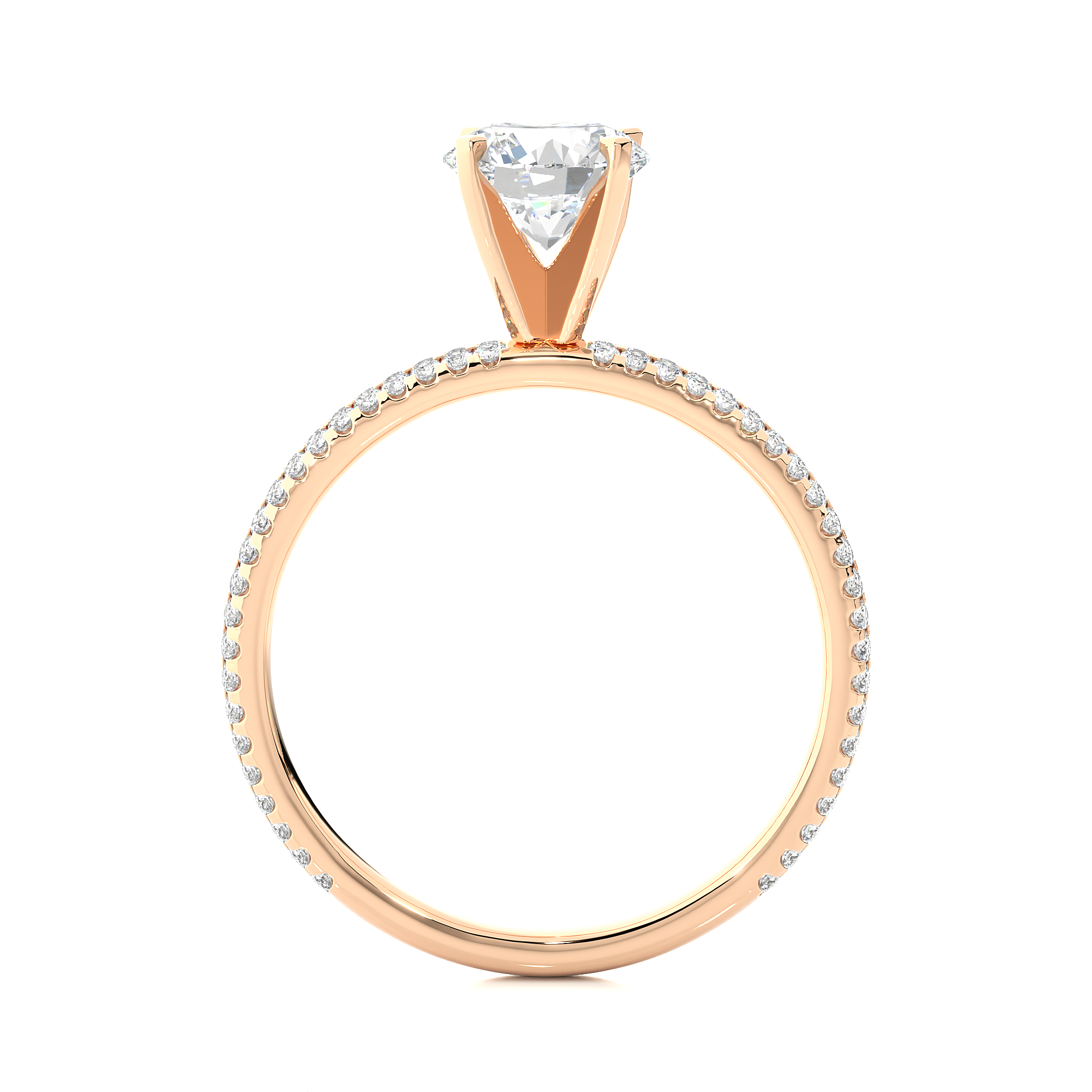 Round Lab Grown Diamond Pave Engagement Ring