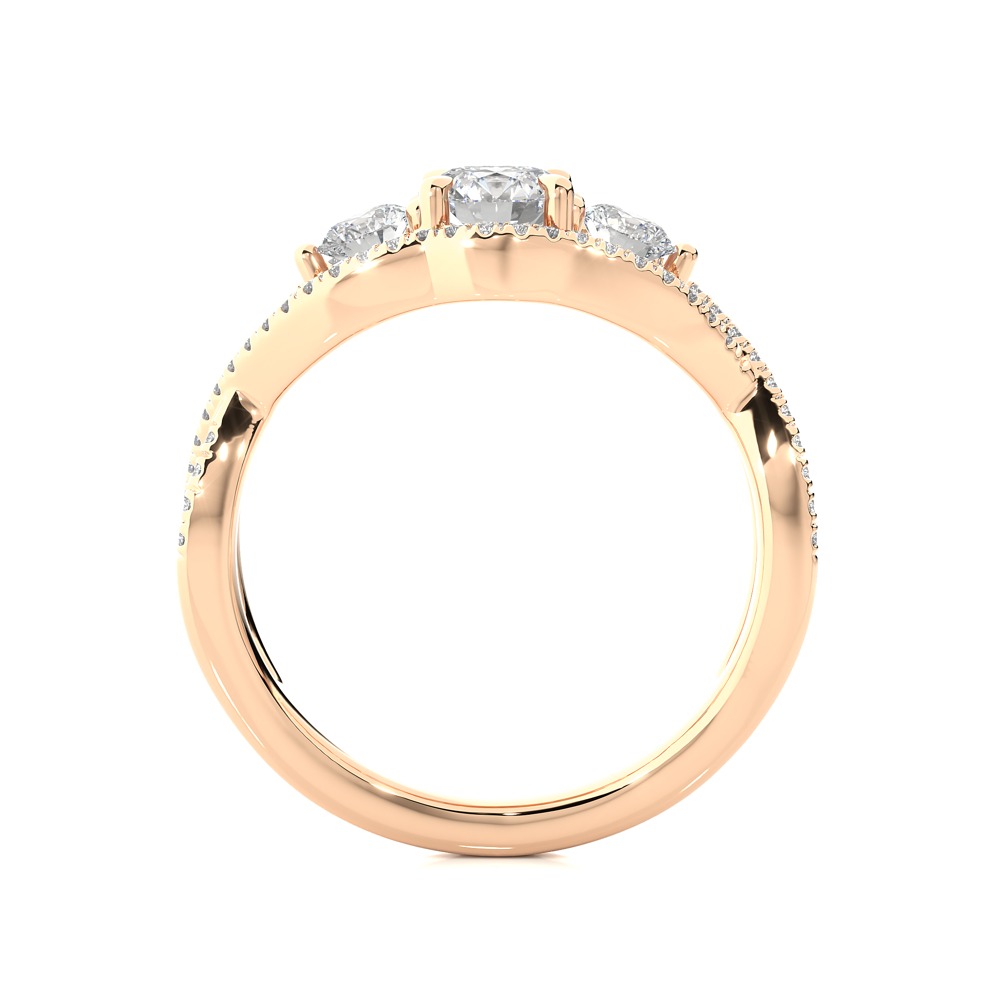 Vintage Style Lab Grown Diamond Three Stone Ring