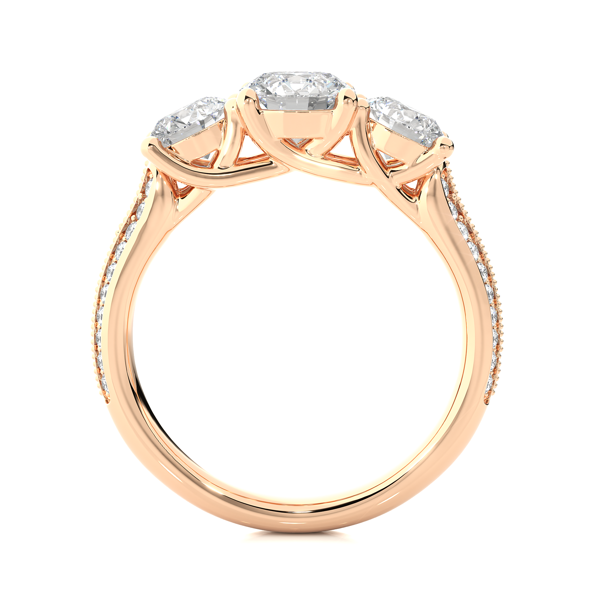 Round Three Stone Lab Grown Diamond Ring