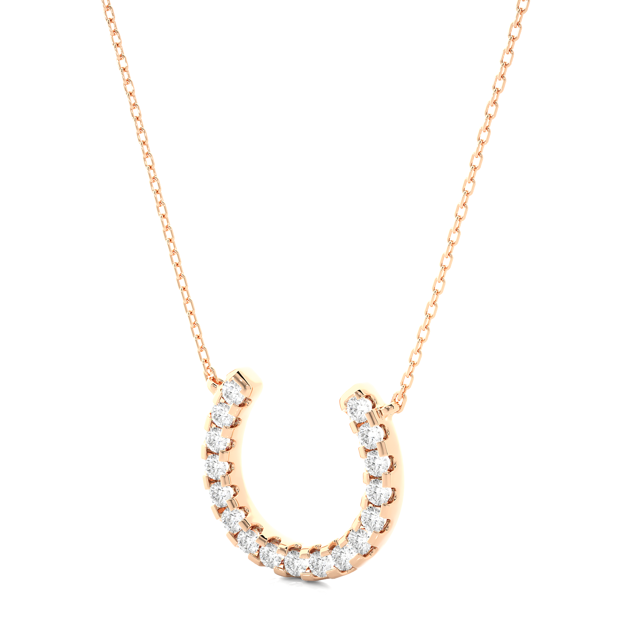 Lucky Horseshoe Lab Diamond Gold Necklace
