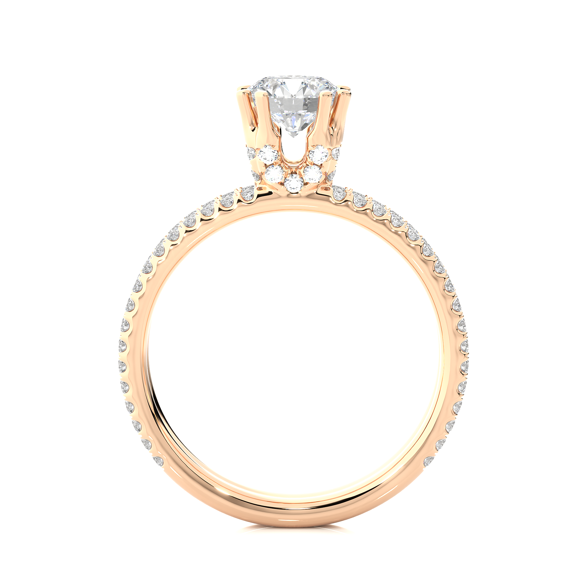 Round Lab Grown Diamond Engagement Ring With Split Shank Band