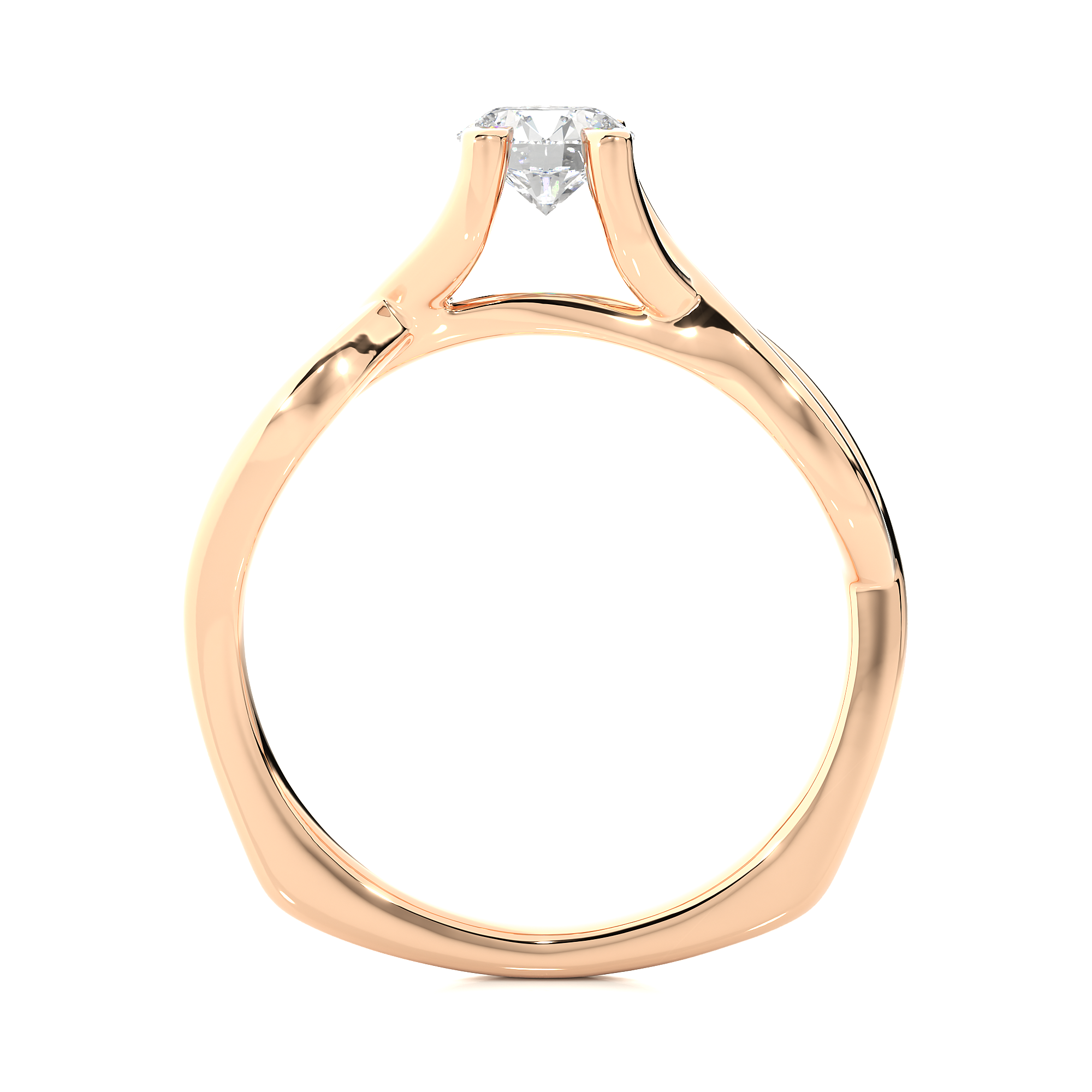 Twisted Shank Diamond Solitaire Engagement Ring