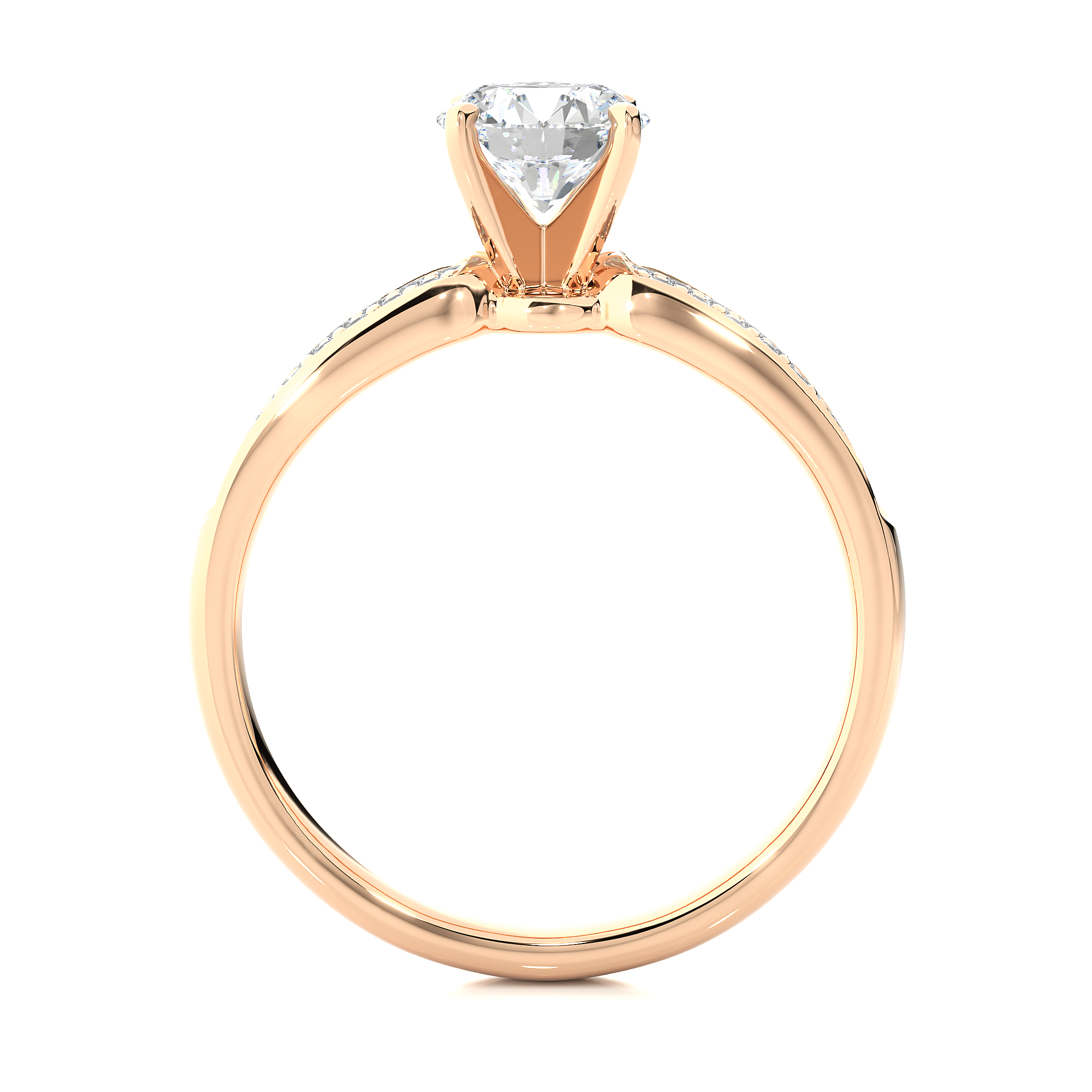 Round Lab Grown Diamond Wide Pave Engagement Ring