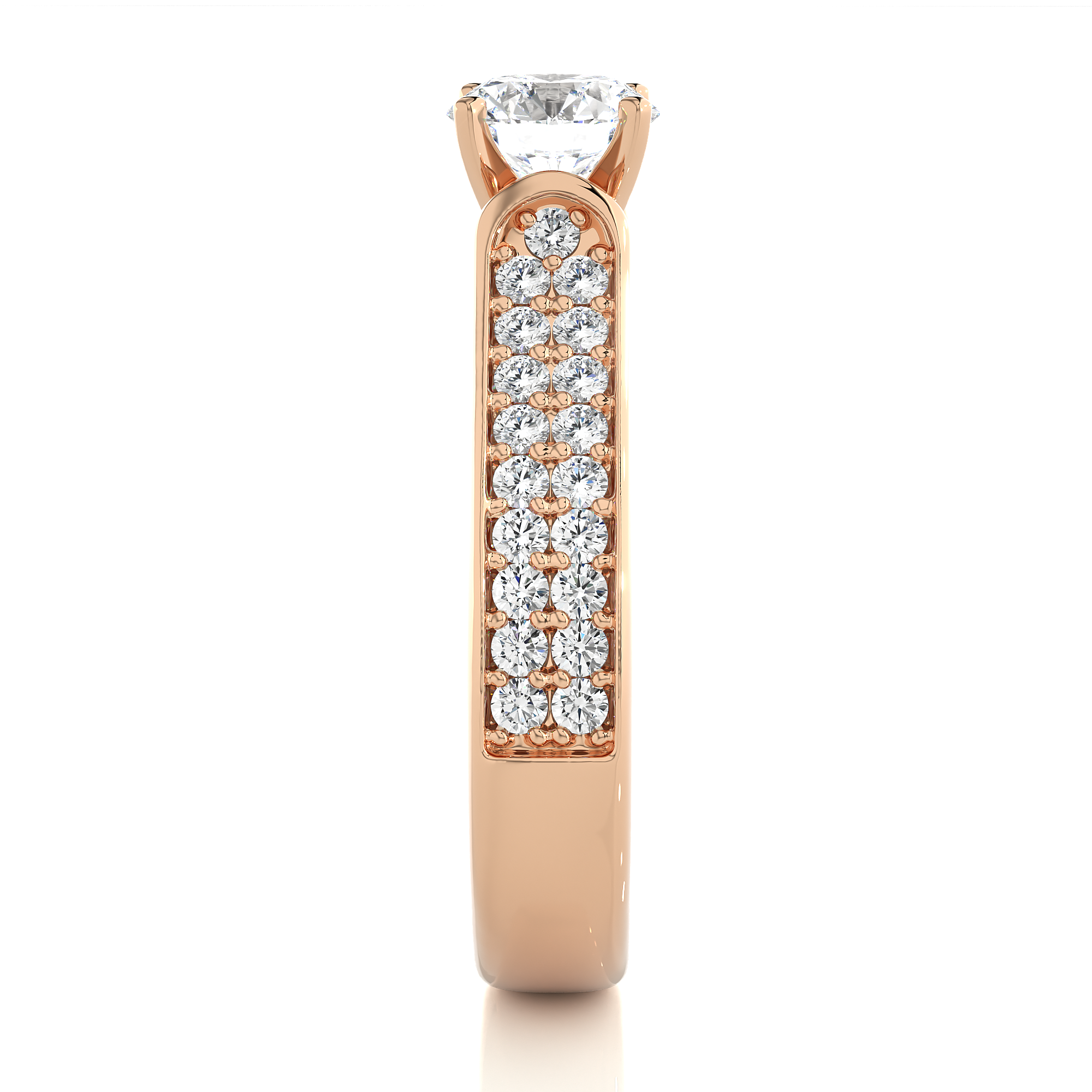 Round Lab Grown Diamond Pave Engagement Ring