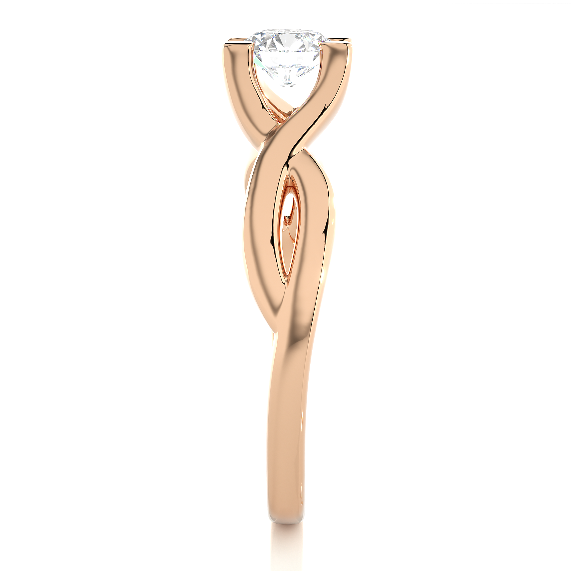 Twisted Shank Diamond Solitaire Engagement Ring