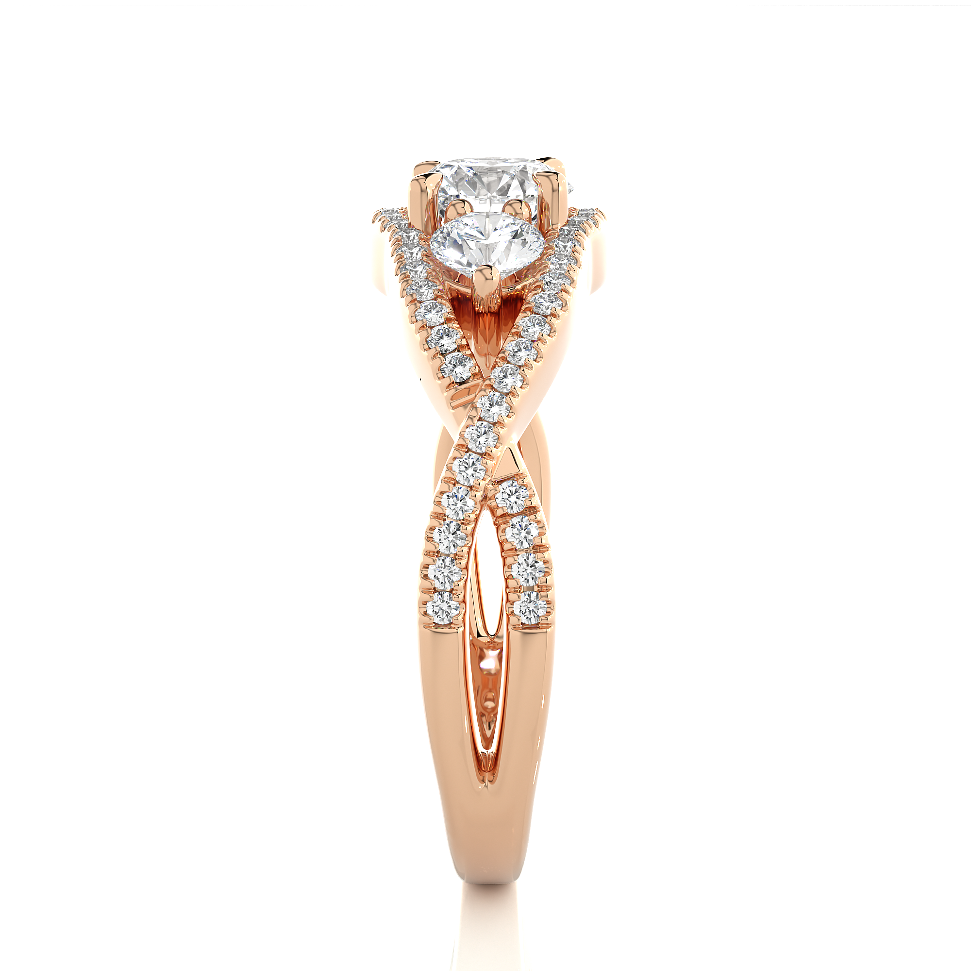 Vintage Style Lab Grown Diamond Three Stone Ring