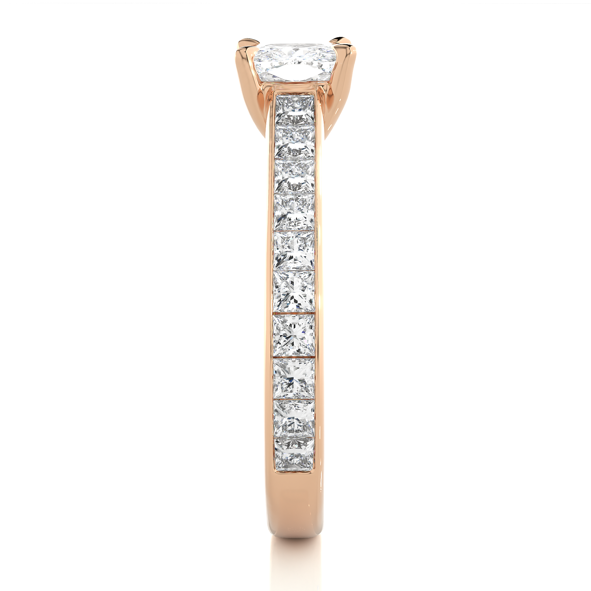 Cushion Cut Diamond Engagement Ring With Channel Band