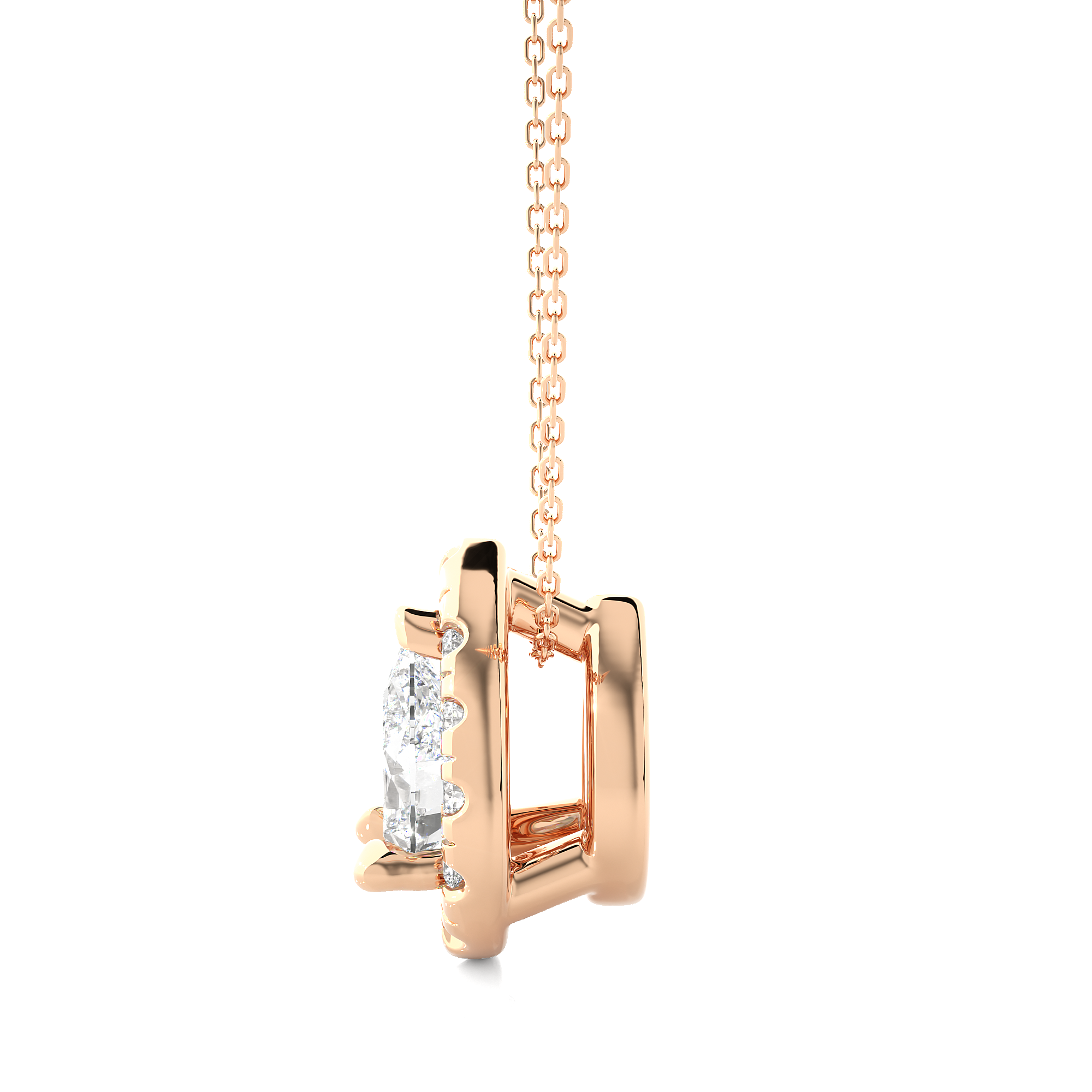 Pear Cut Lab Diamond Halo Pendant Necklace