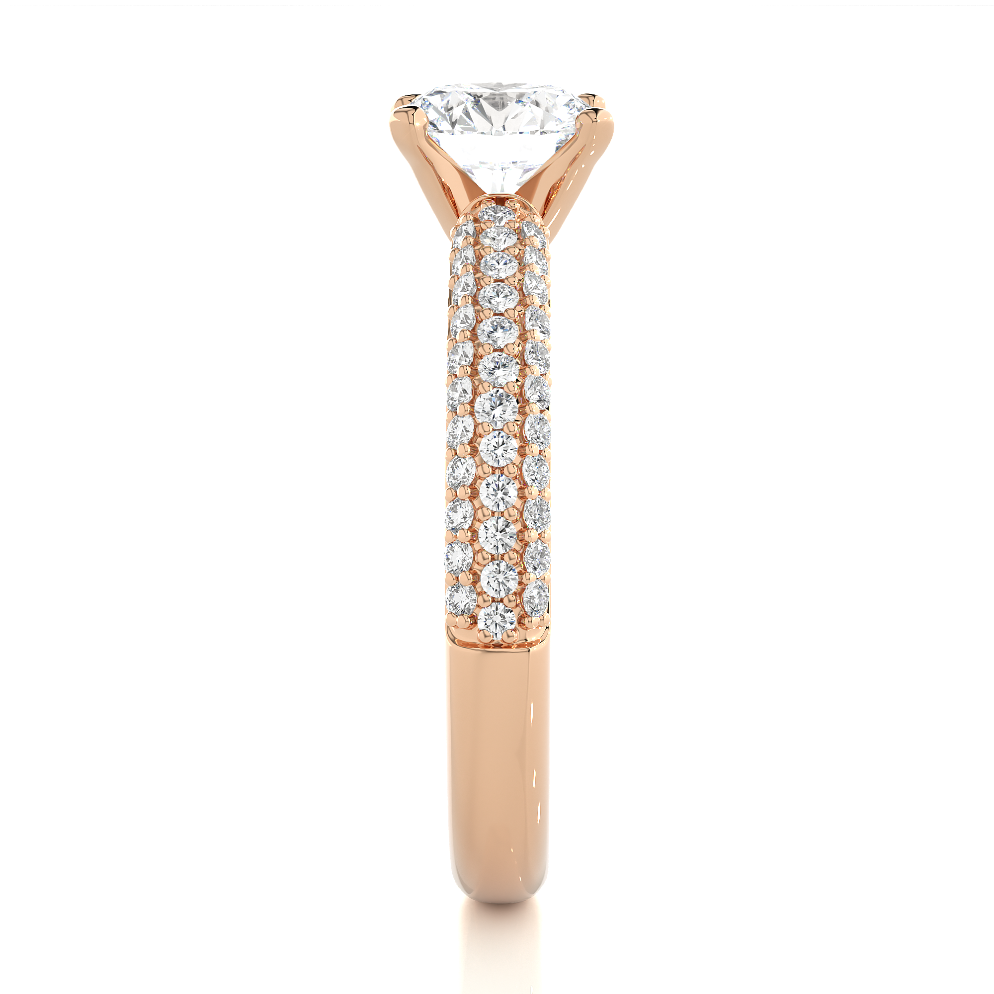Round Lab Grown Diamond Pave Engagement Ring