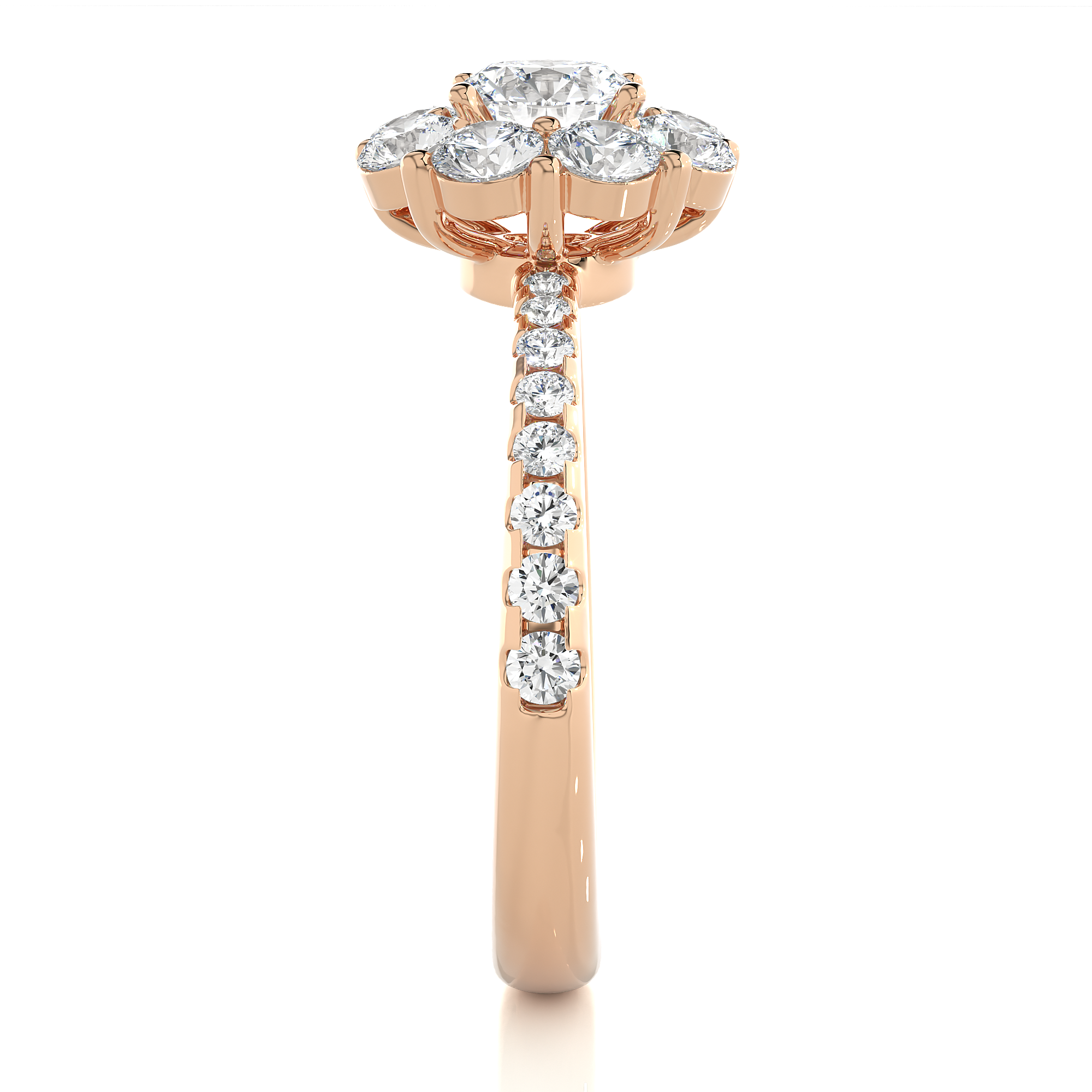 Round Lab Grown Diamond Cluster Engagement Ring