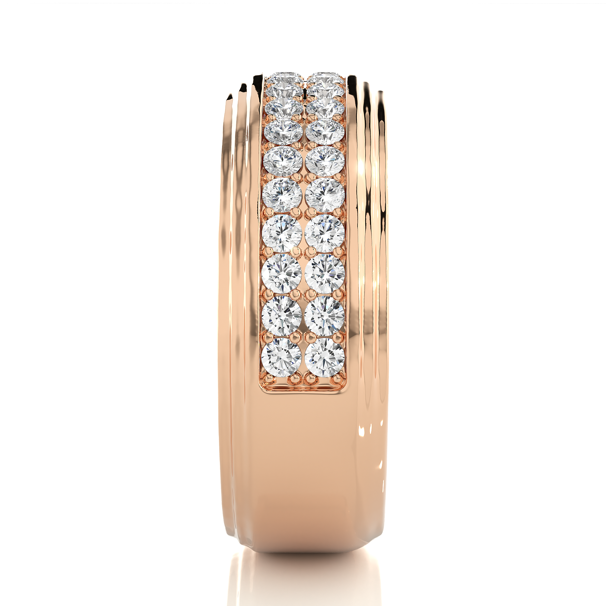 Men’s Rose Gold Lab Diamond Statement Wedding Band