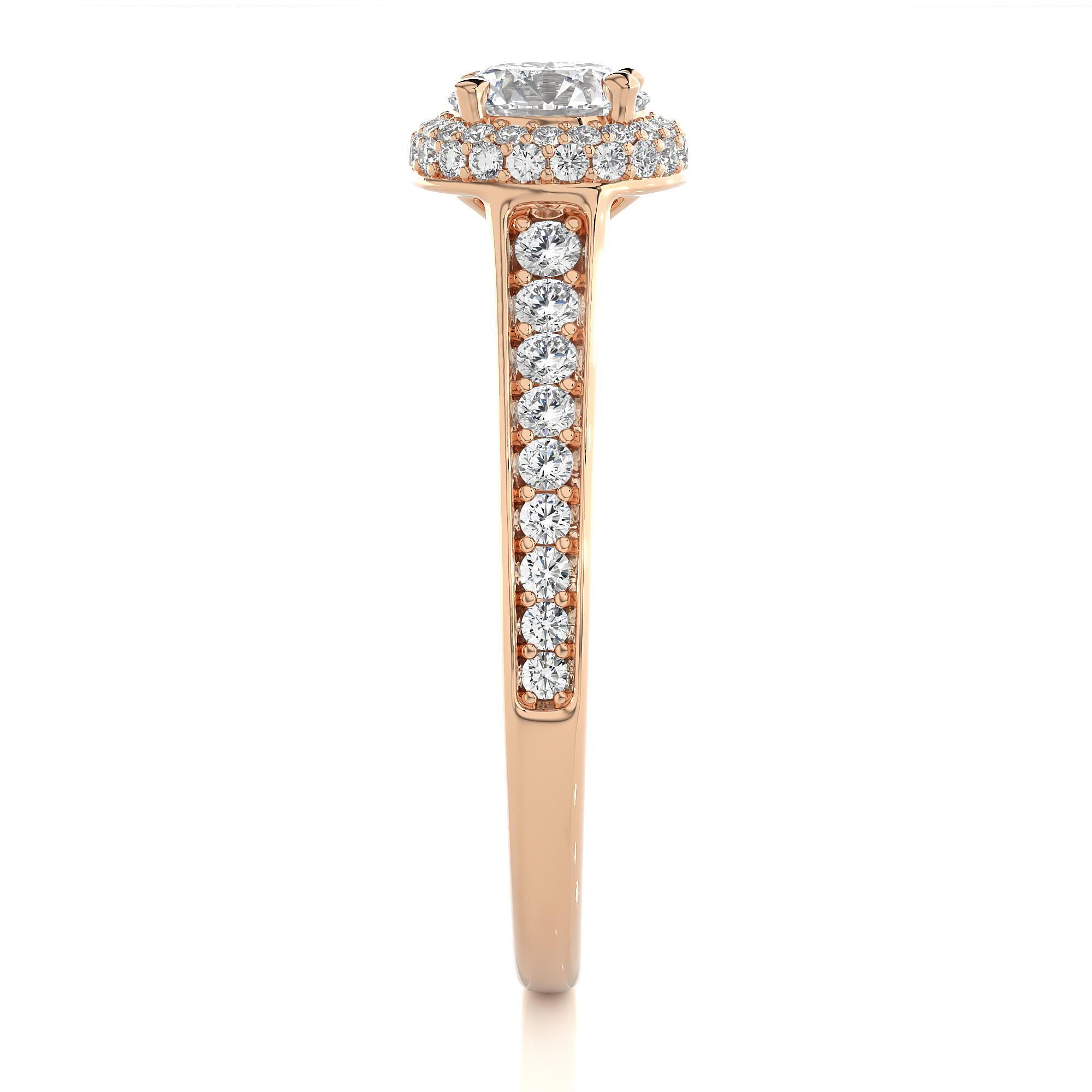 Round Lab Grown Diamond Halo Engagement Ring