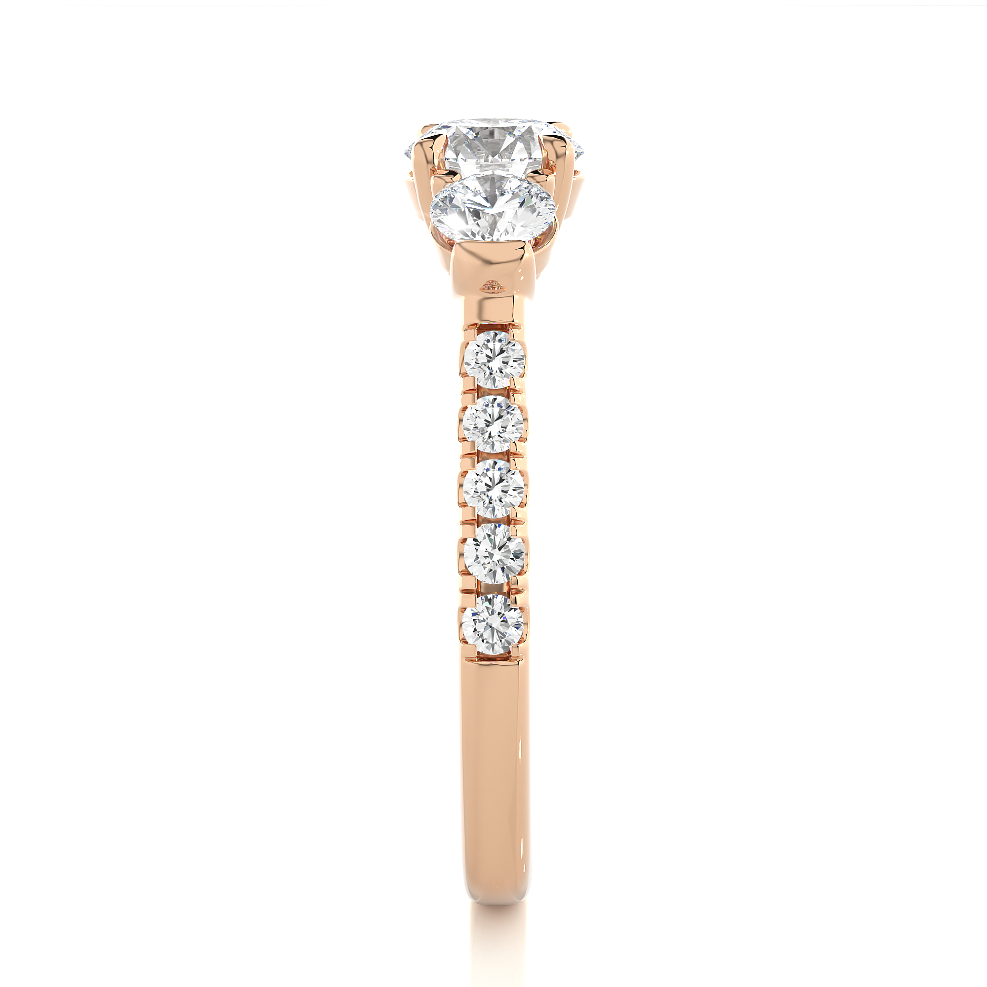 Round Lab Diamond Three Stone Engagement RIng