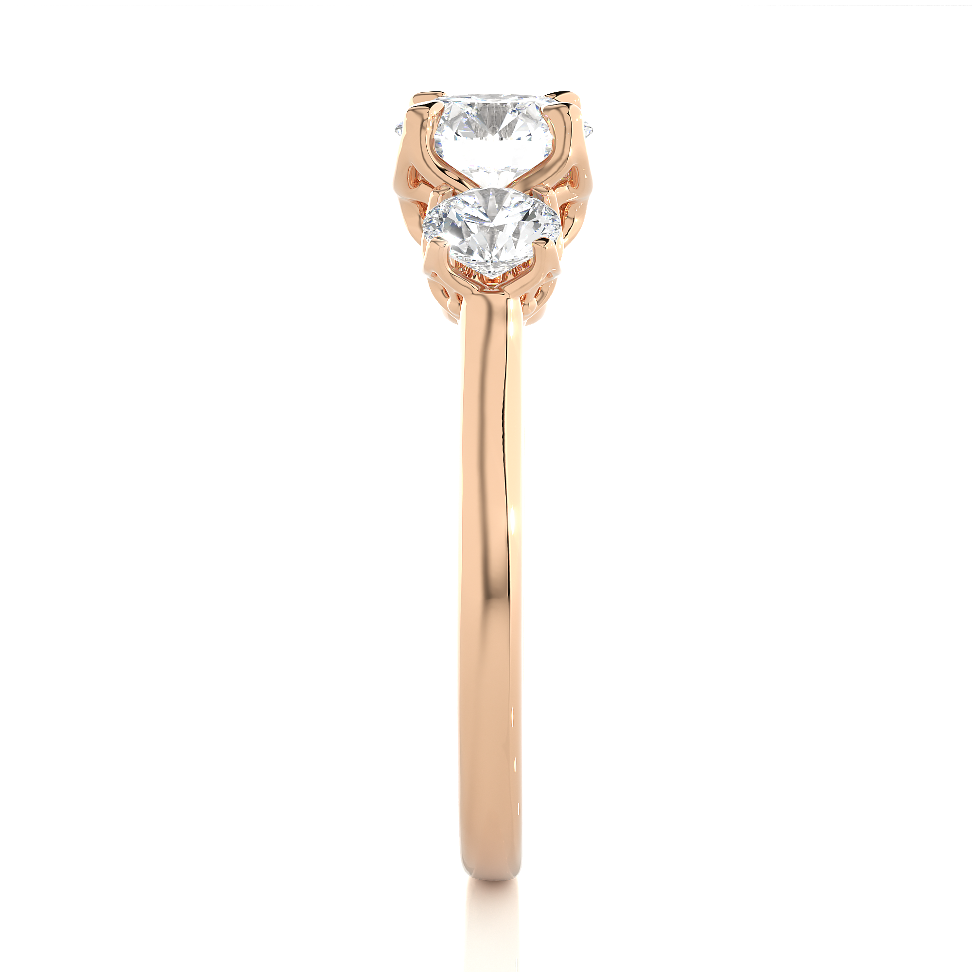 Round Diamond Three Stone Engagement Ring