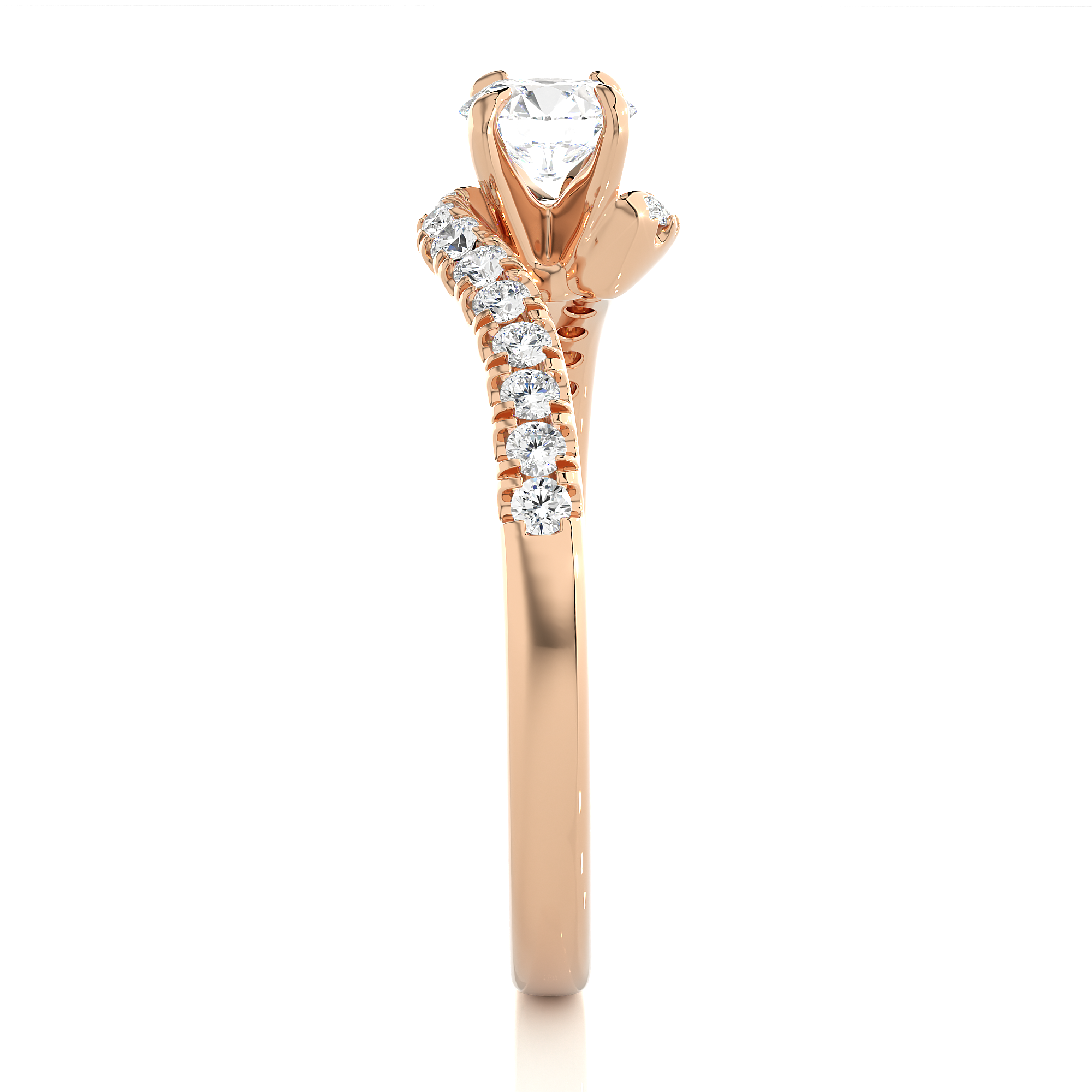 Round Lab Grown Diamond Twist Split Shank Engagement Ring