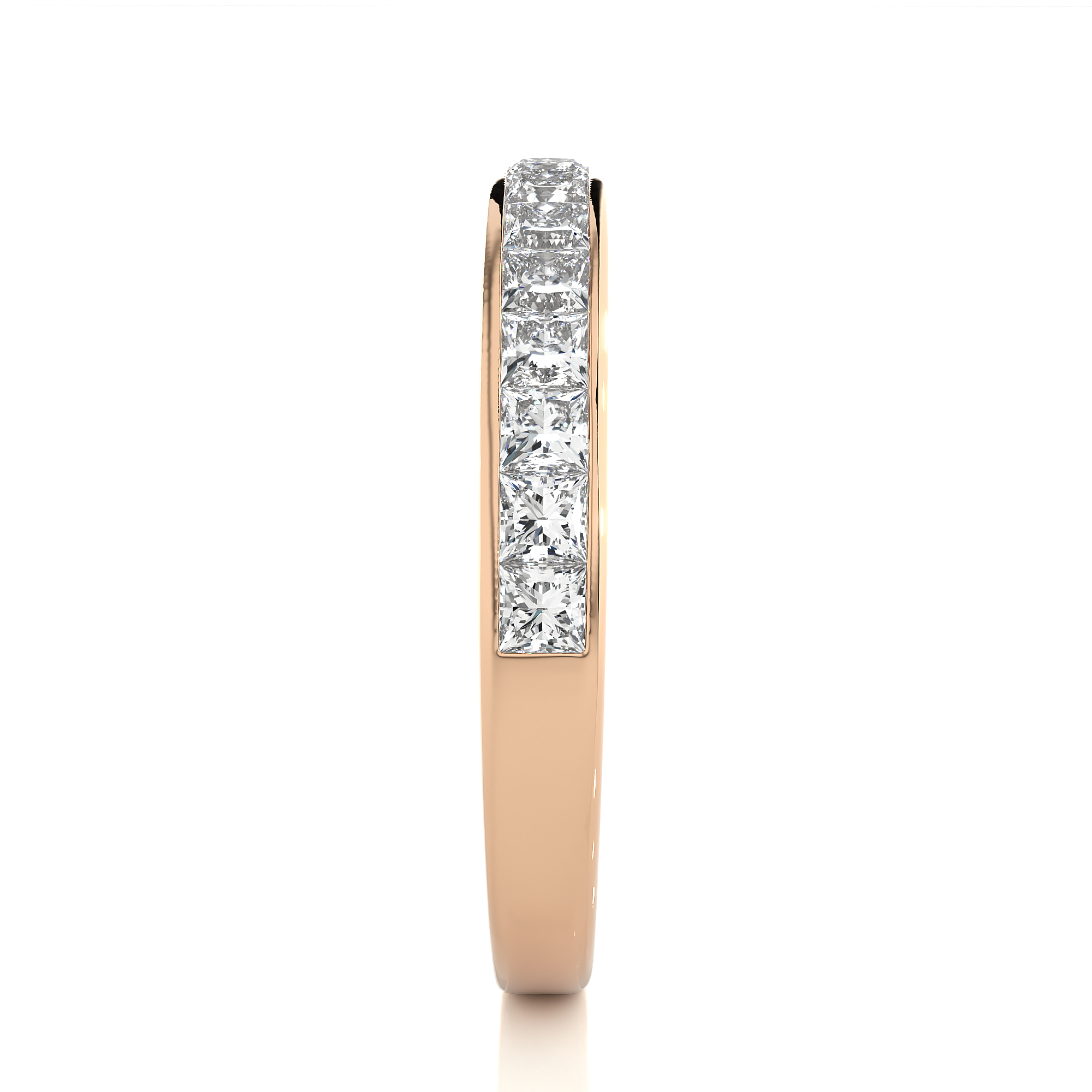 Channel Set Princess Cut Lab Grown Diamond Wedding Band