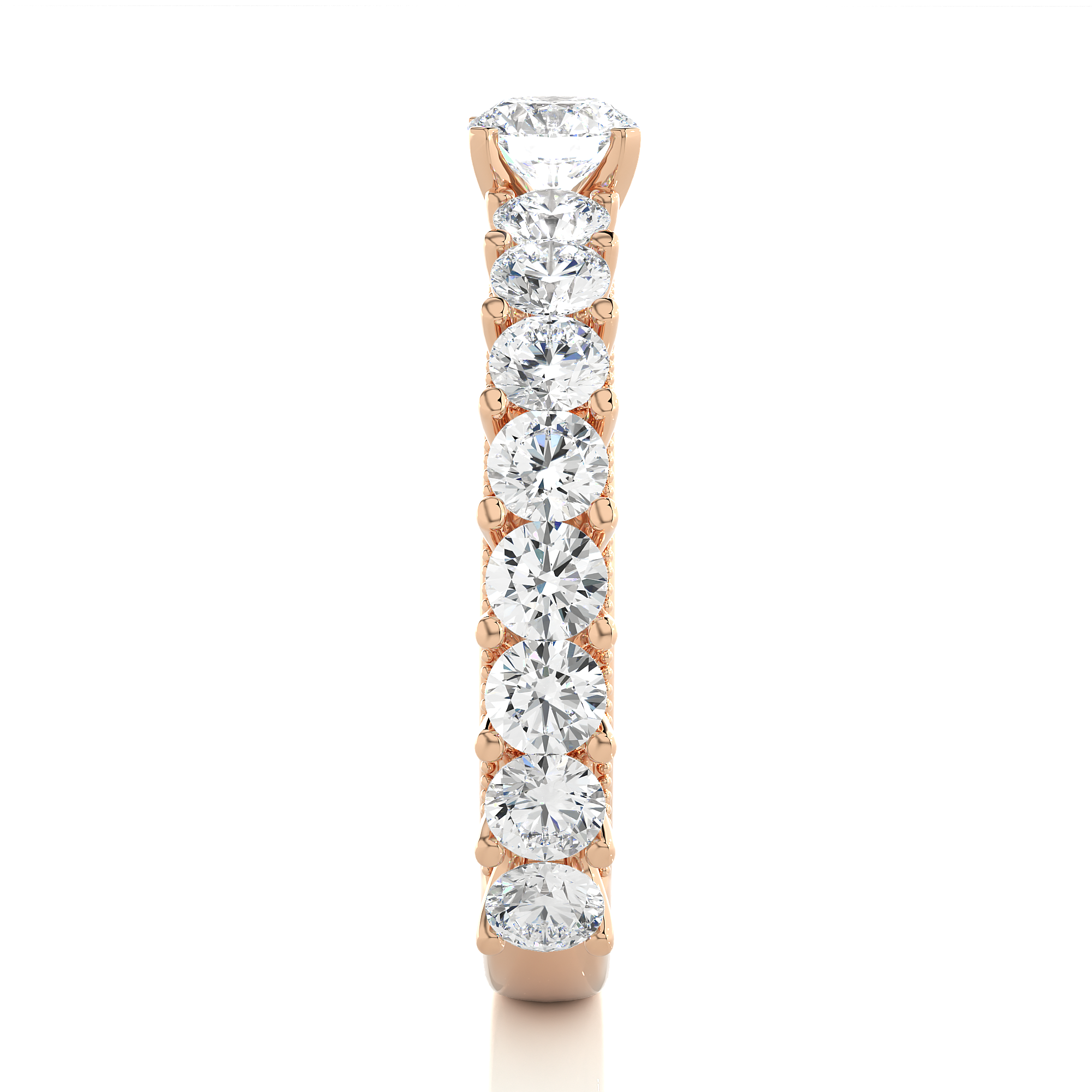 Round Cut Lab Grown Diamond Half Eternity Band