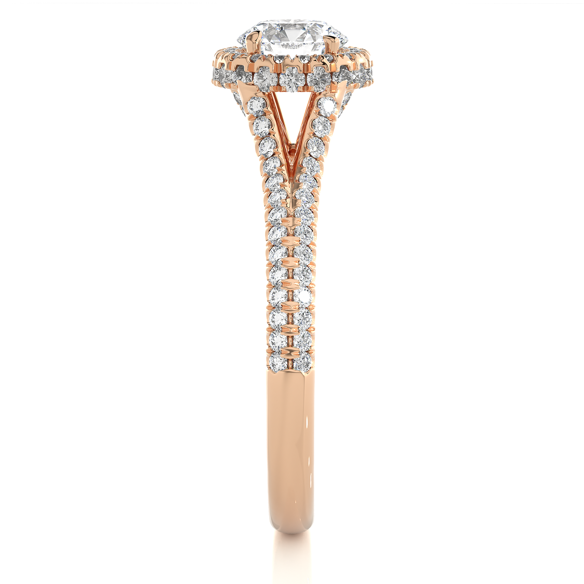 Round Lab Grown Diamond Halo Engagement Ring