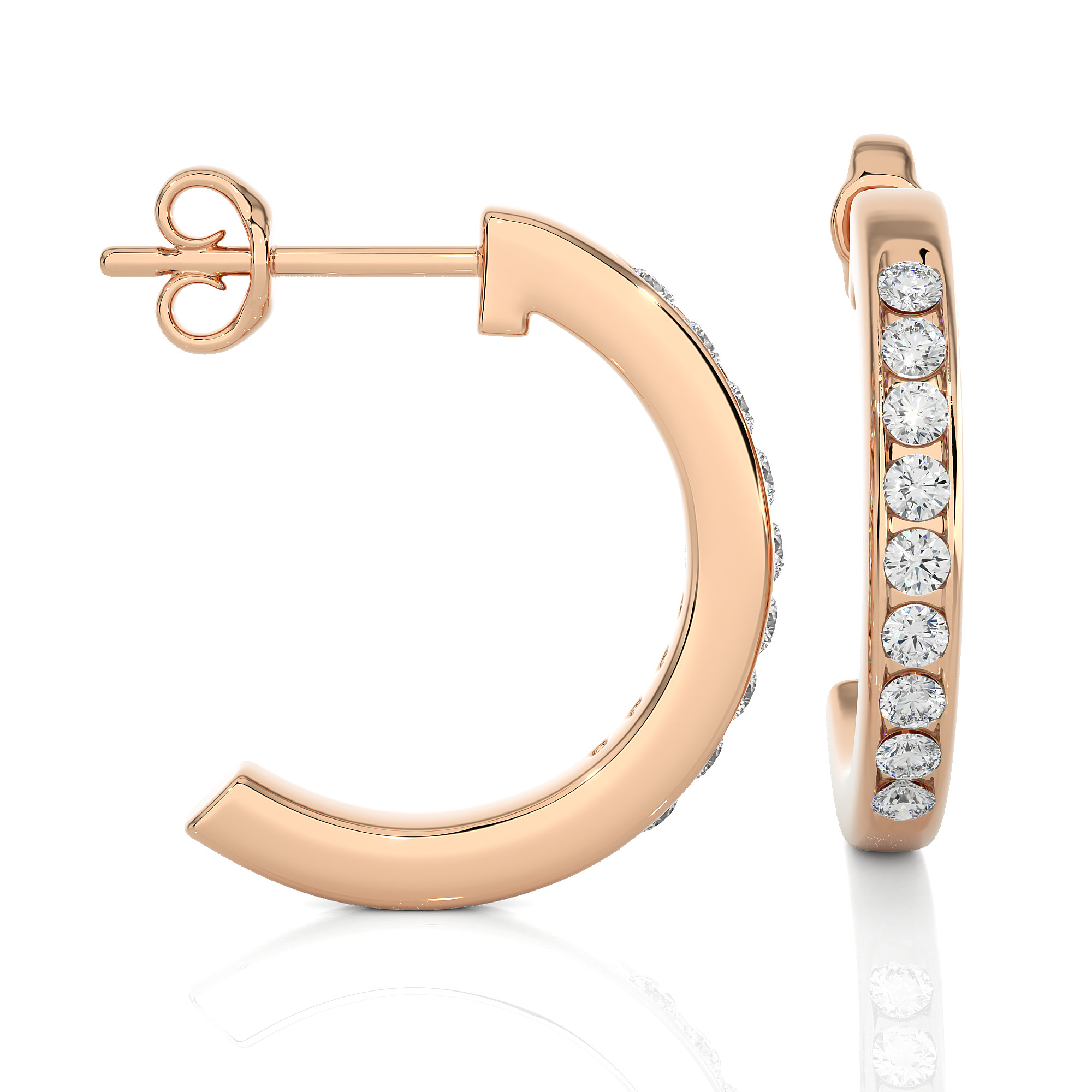 Medium Size Round Lab Diamond Hoop Earrings