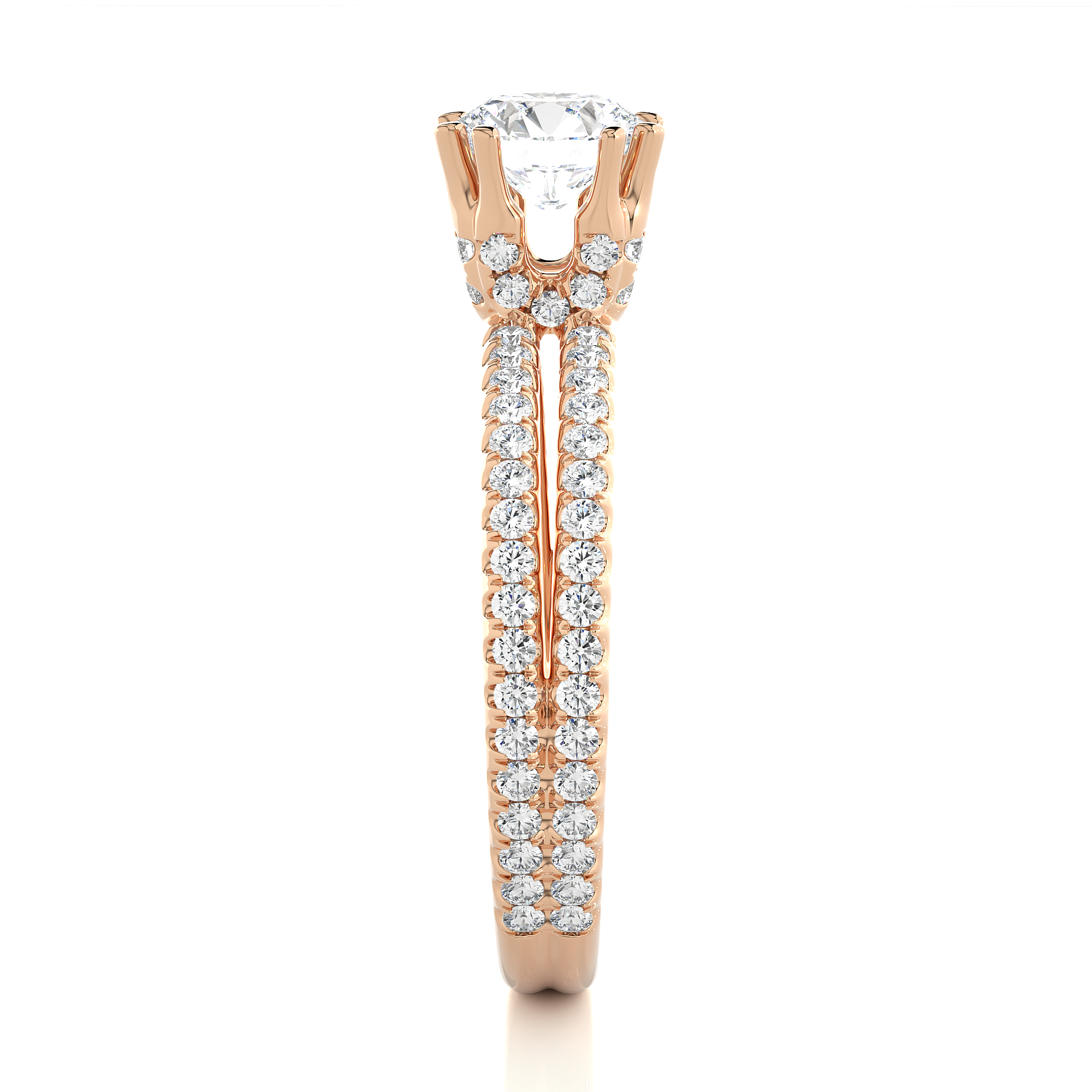 Round Lab Grown Diamond Engagement Ring With Split Shank Band