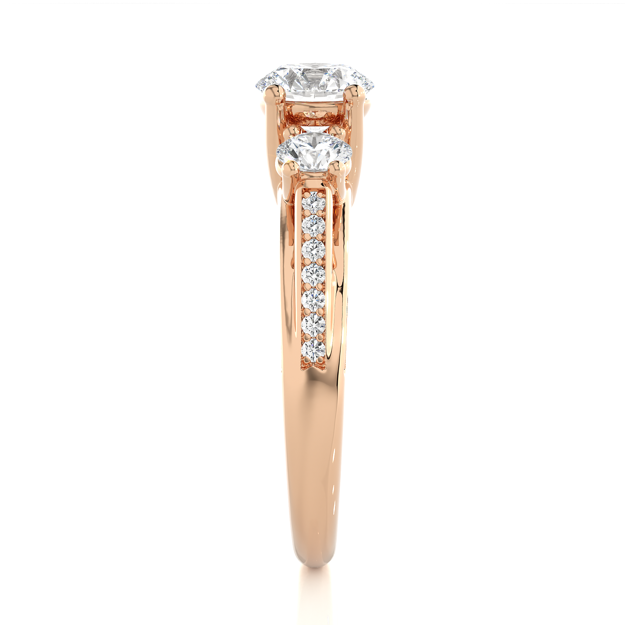 Three Stone Round Diamond Engagement Ring