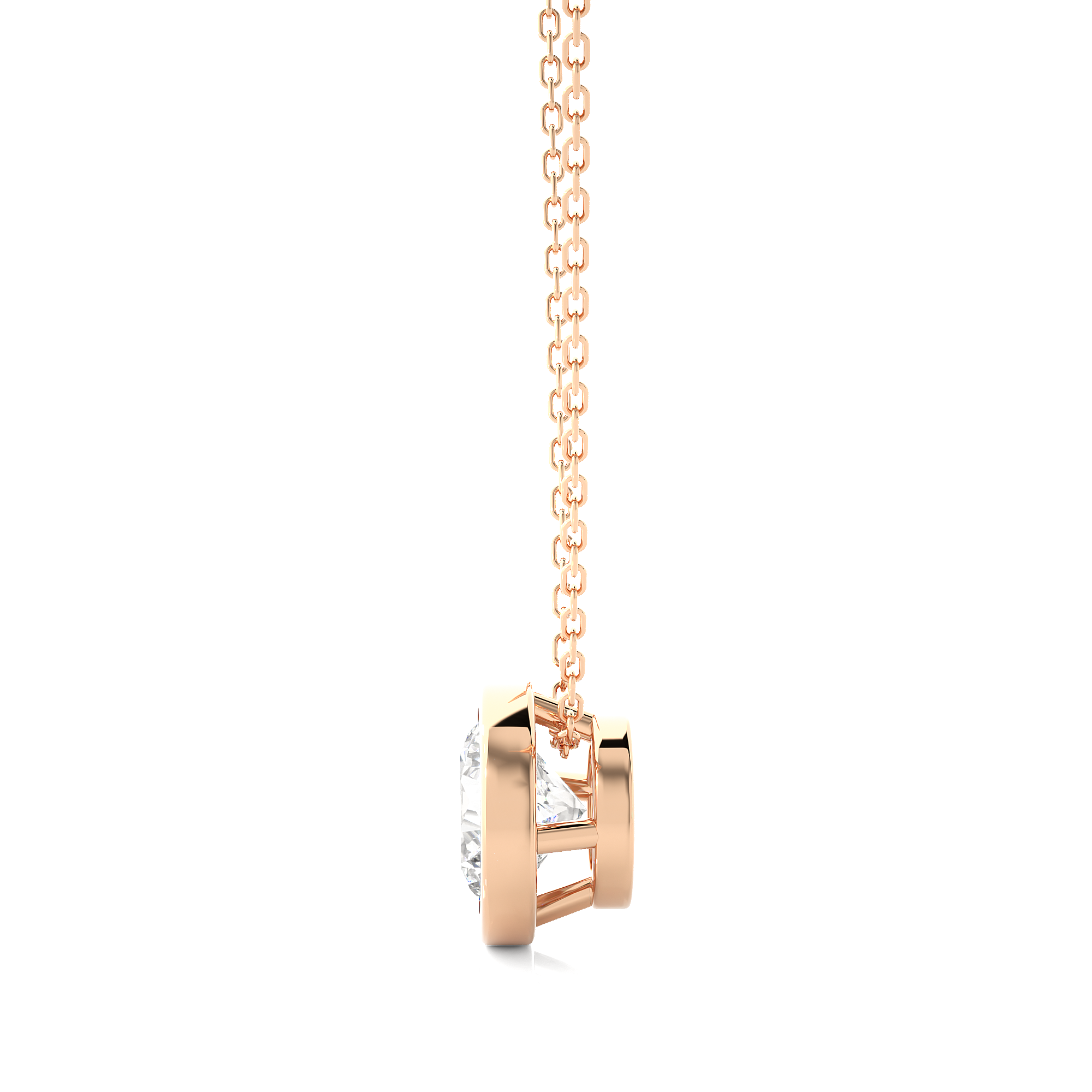 Bezel Set Round Cut Lab Grown Diamond Necklace