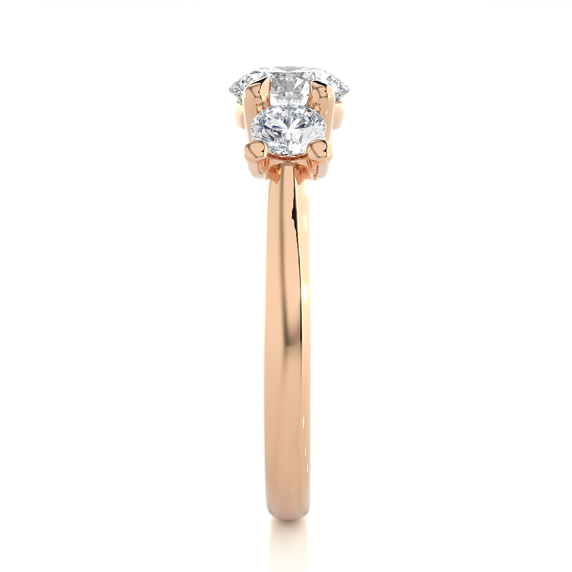 Classic Basket Set Lab Diamond Three Stone Engagement Ring