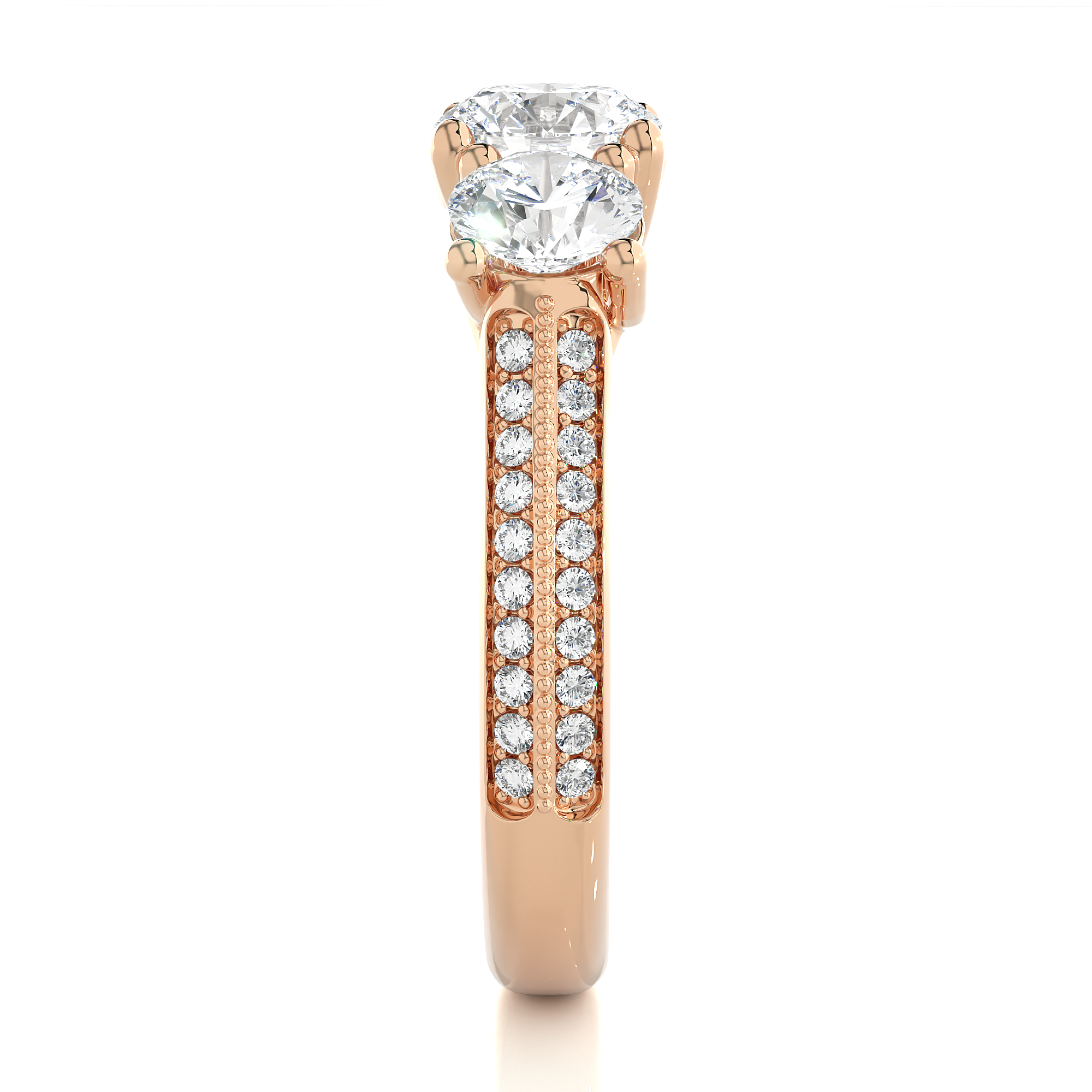 Round Three Stone Lab Grown Diamond Ring