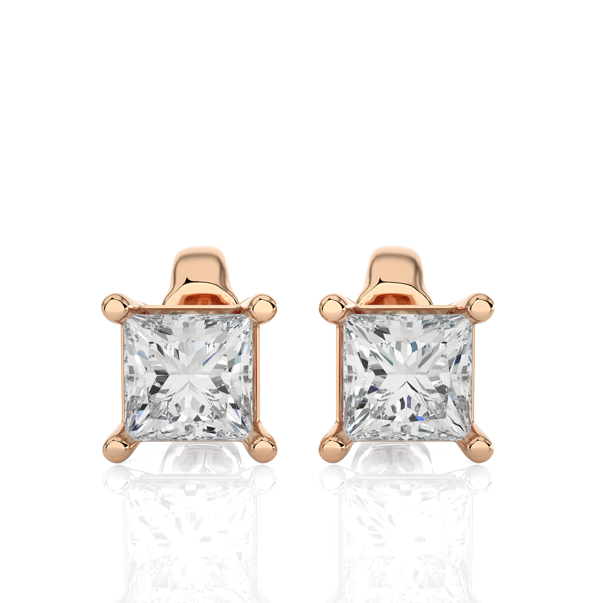 Princess Cut Lab Grown Diamond Stud Earrings