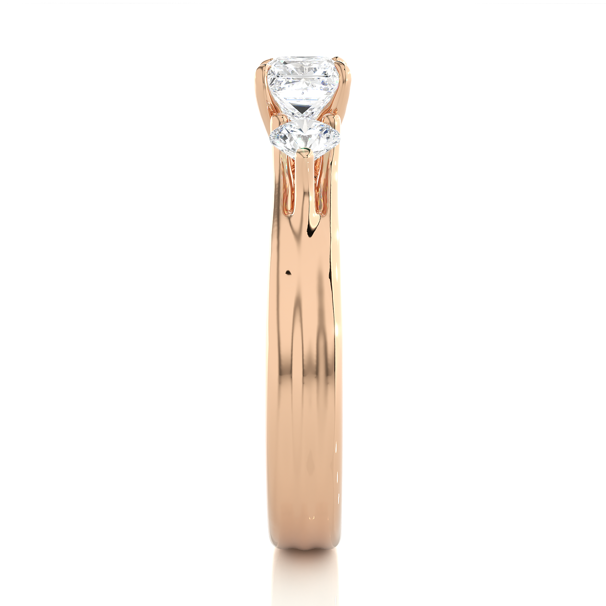 Princess Diamond Three Stone Engagement Ring