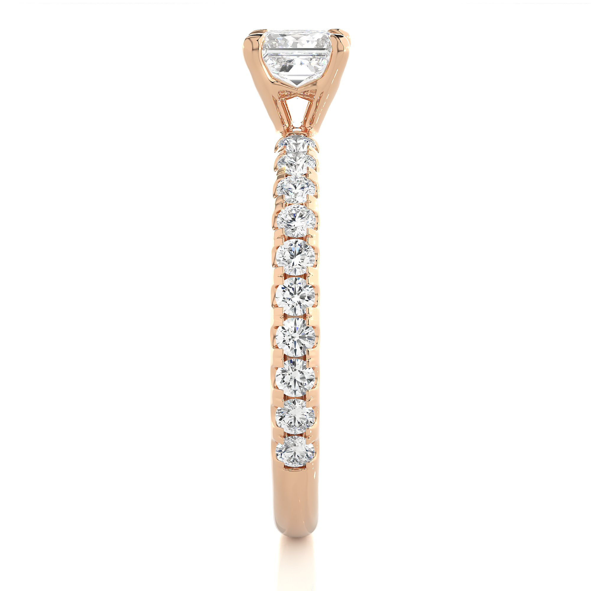 Princess Cut Lab Diamond Pavé Engagement Ring