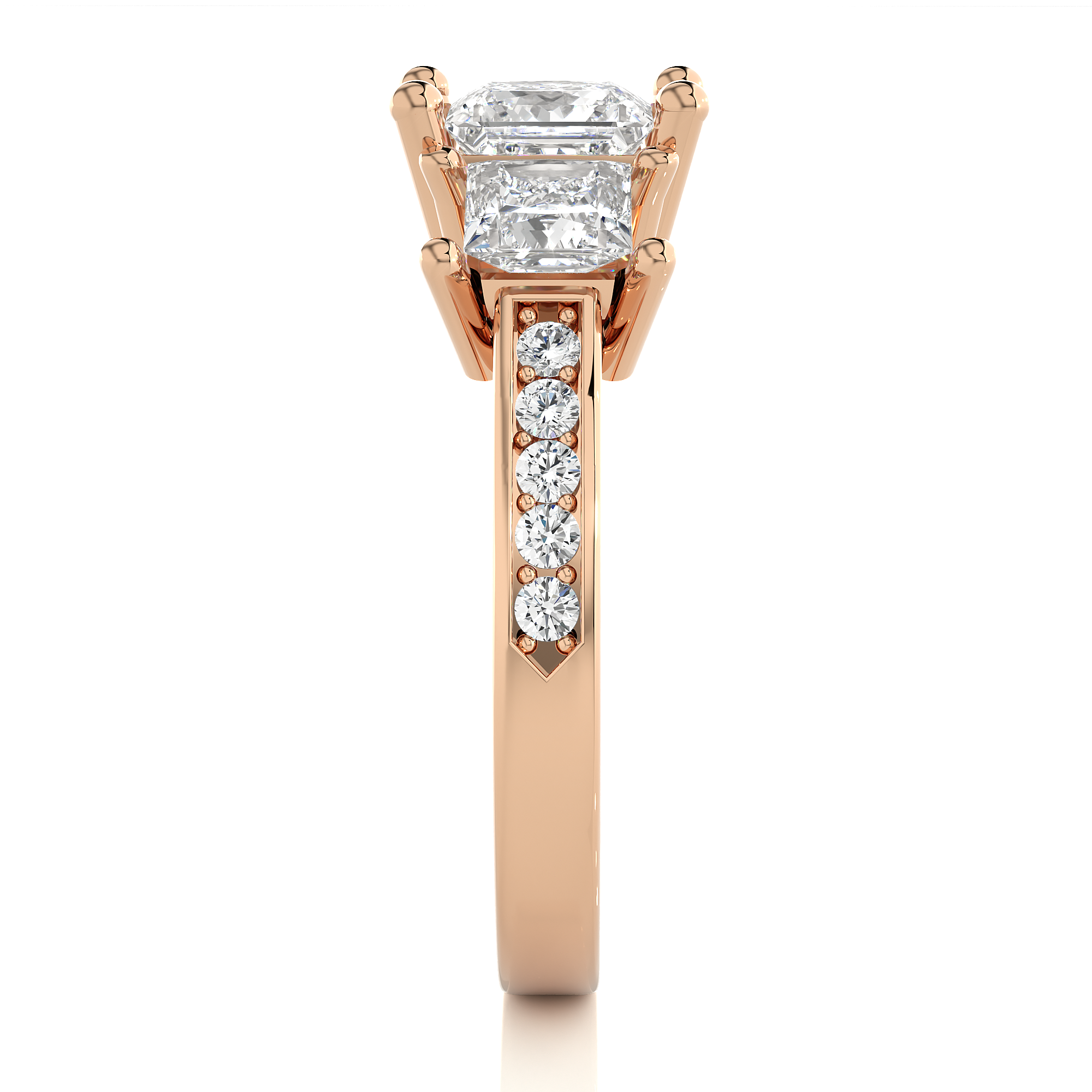 Three Stone Princess Lab Grown Diamond Engagement Ring