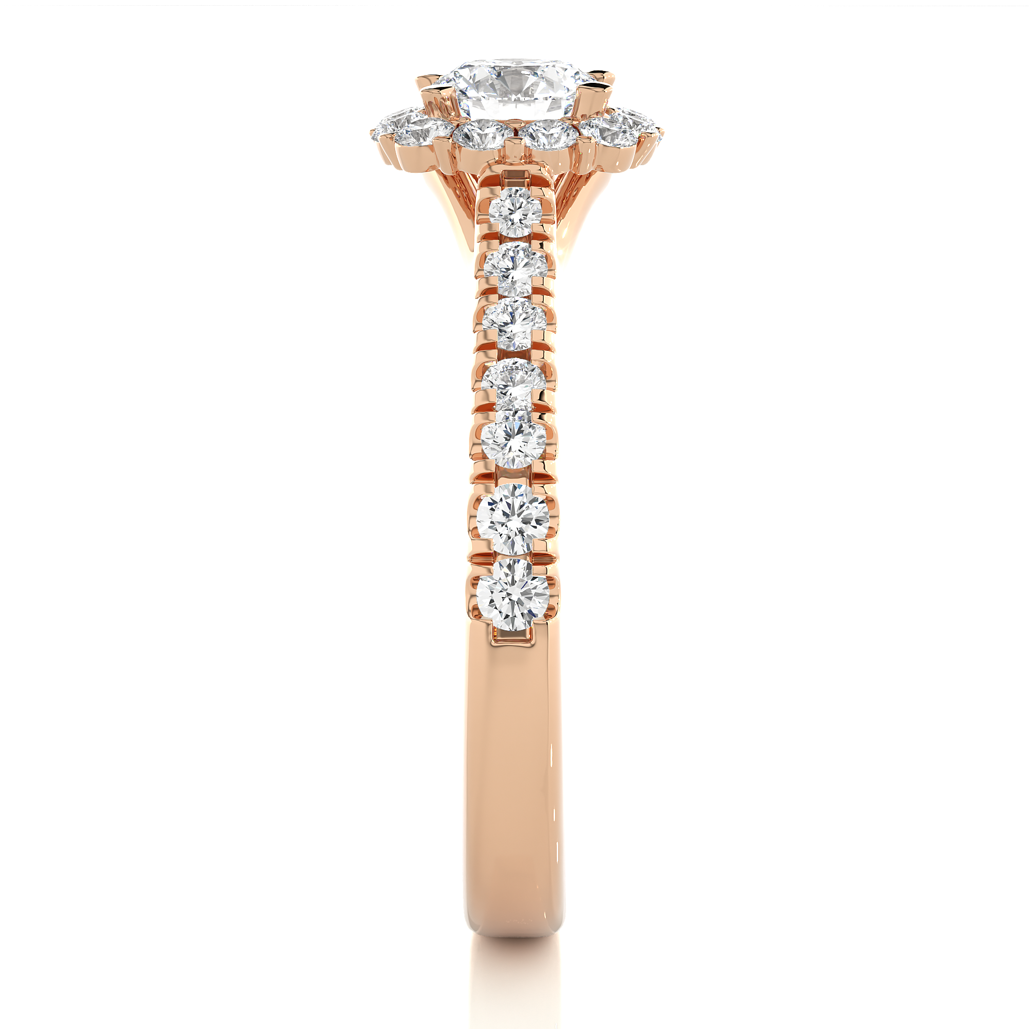 Round Lab Diamond Halo Engagement Ring