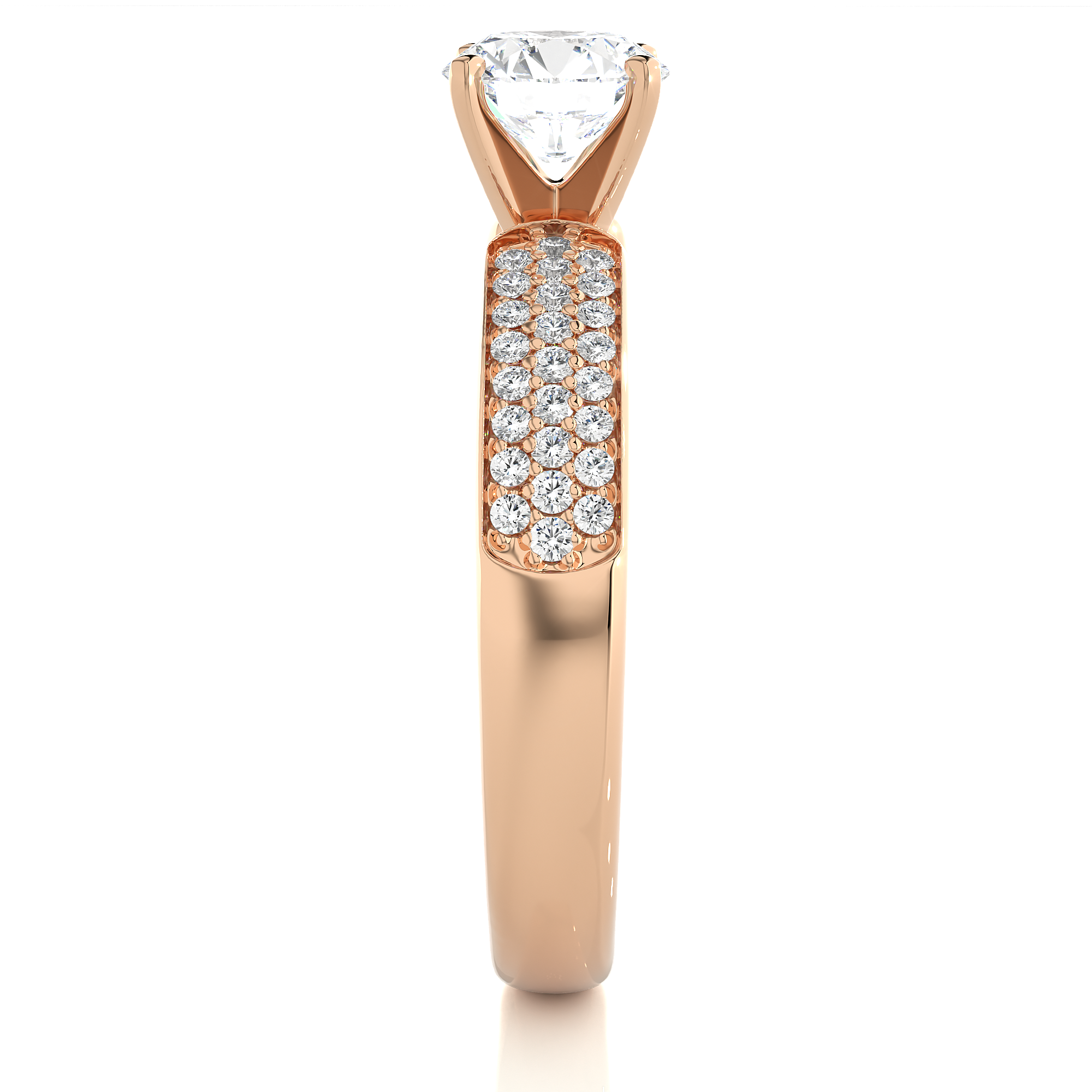 Round Lab Grown Diamond Wide Pave Engagement Ring