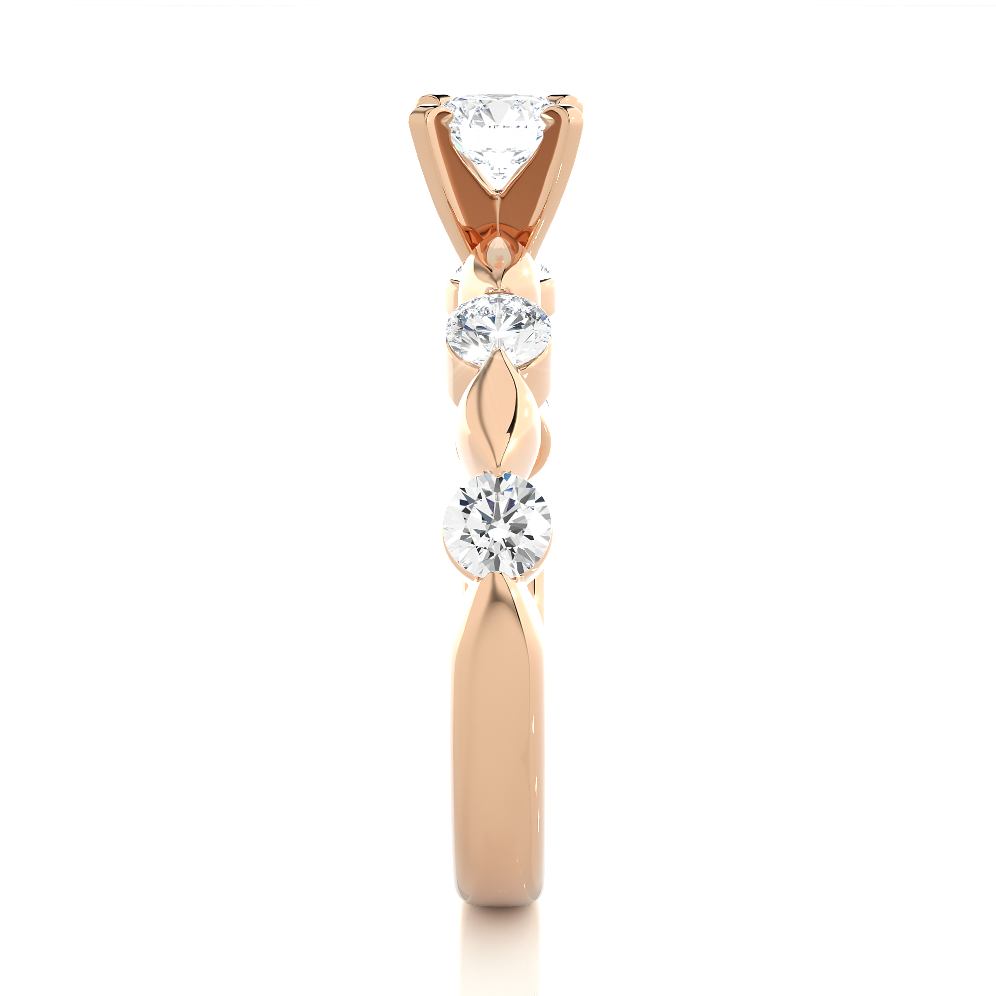 Leaf Inspired Lab Grown Diamond Engagement Ring