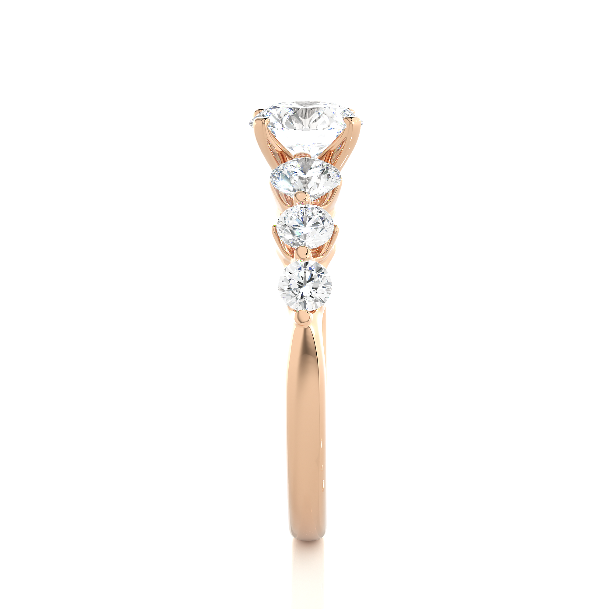 Round Lab Grown Diamond Five Stone Engagement Ring