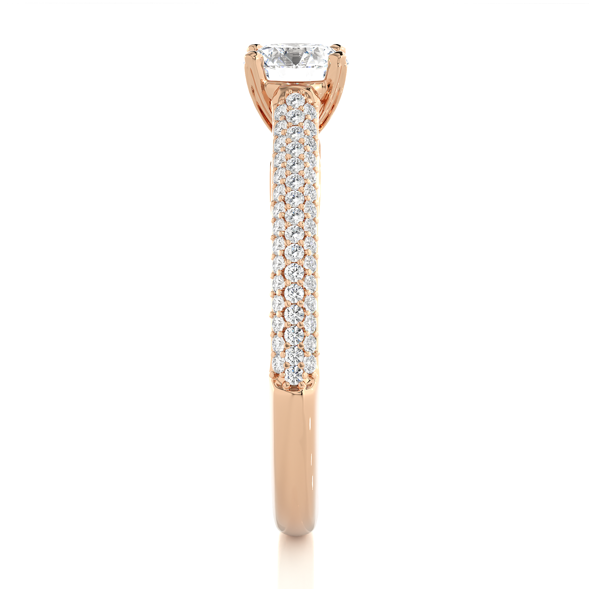 Round Lab Grown Diamond Double Pave Engagement Ring