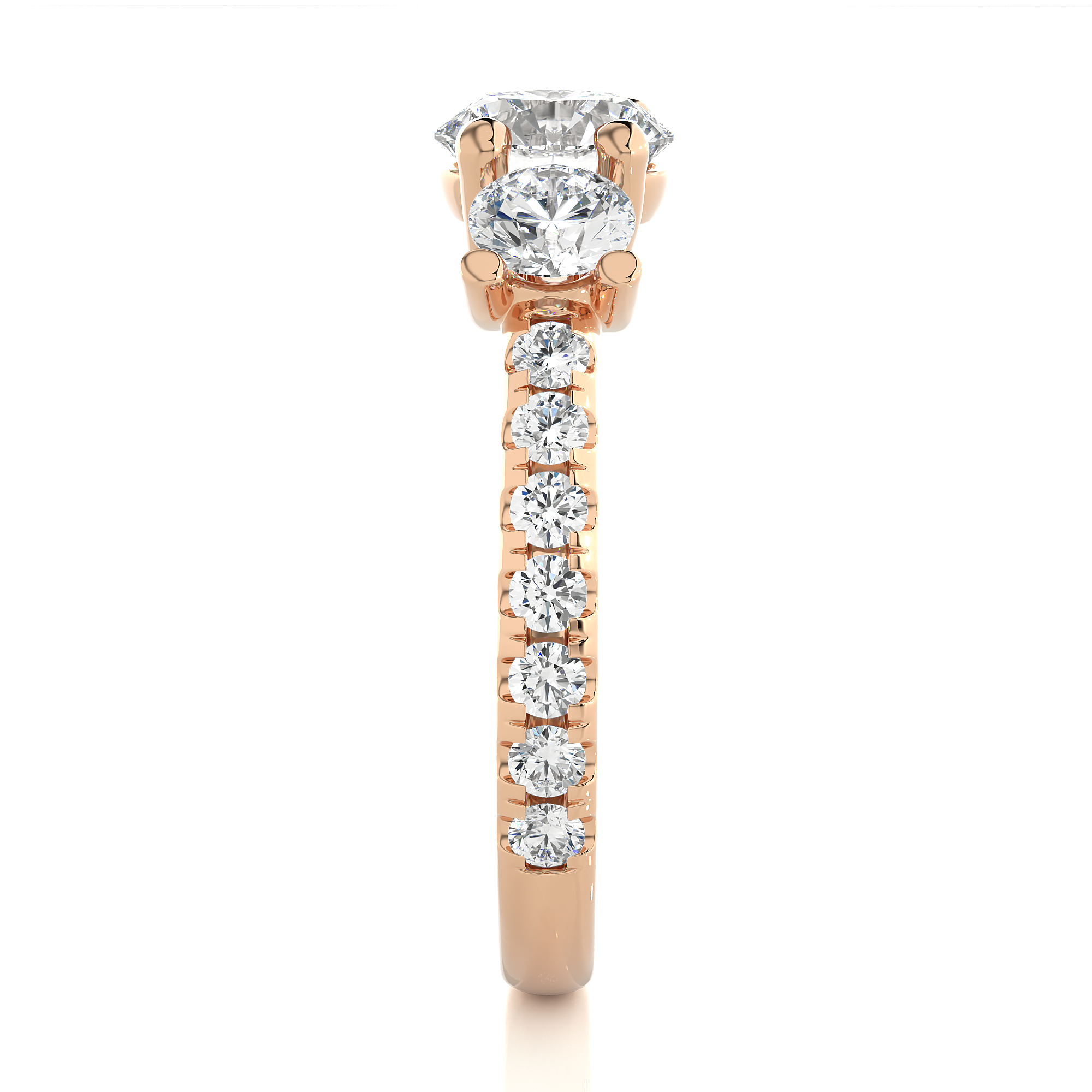 Round Lab Grown Diamond Gold Engagement Ring