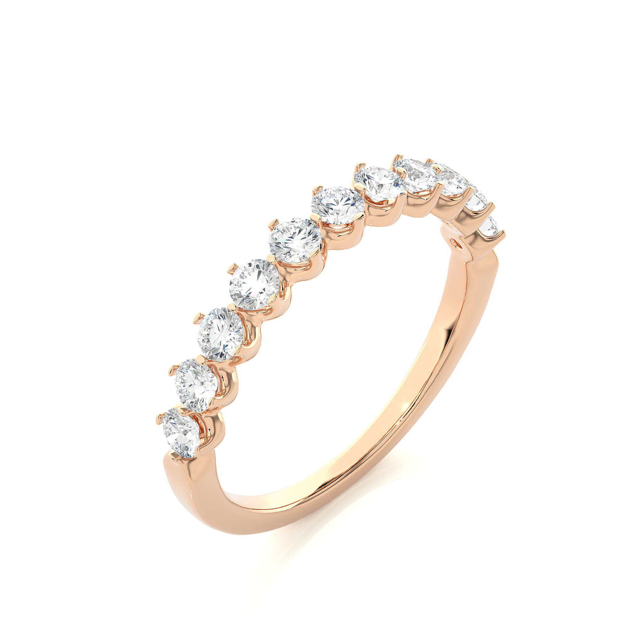 Round Cut Lab Grown Diamond Half Eternity Ring