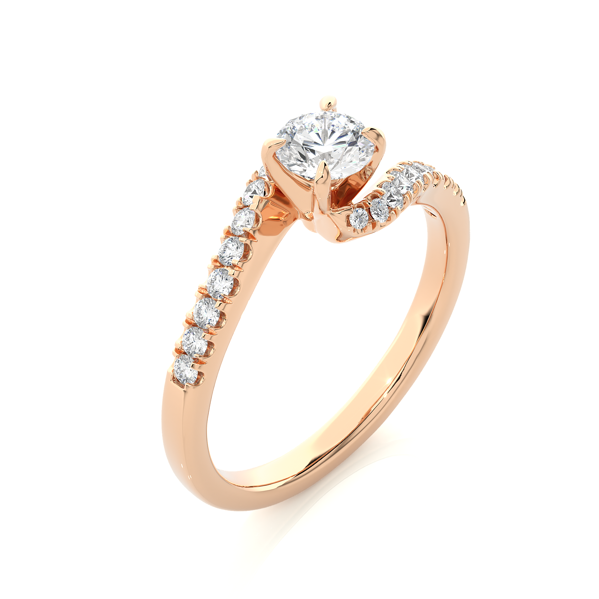 Round Lab Grown Diamond Twist Split Shank Engagement Ring