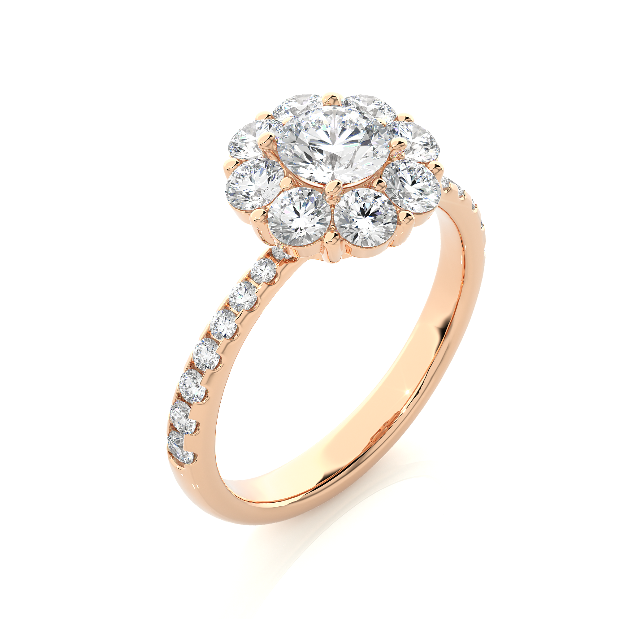 Round Lab Grown Diamond Cluster Engagement Ring