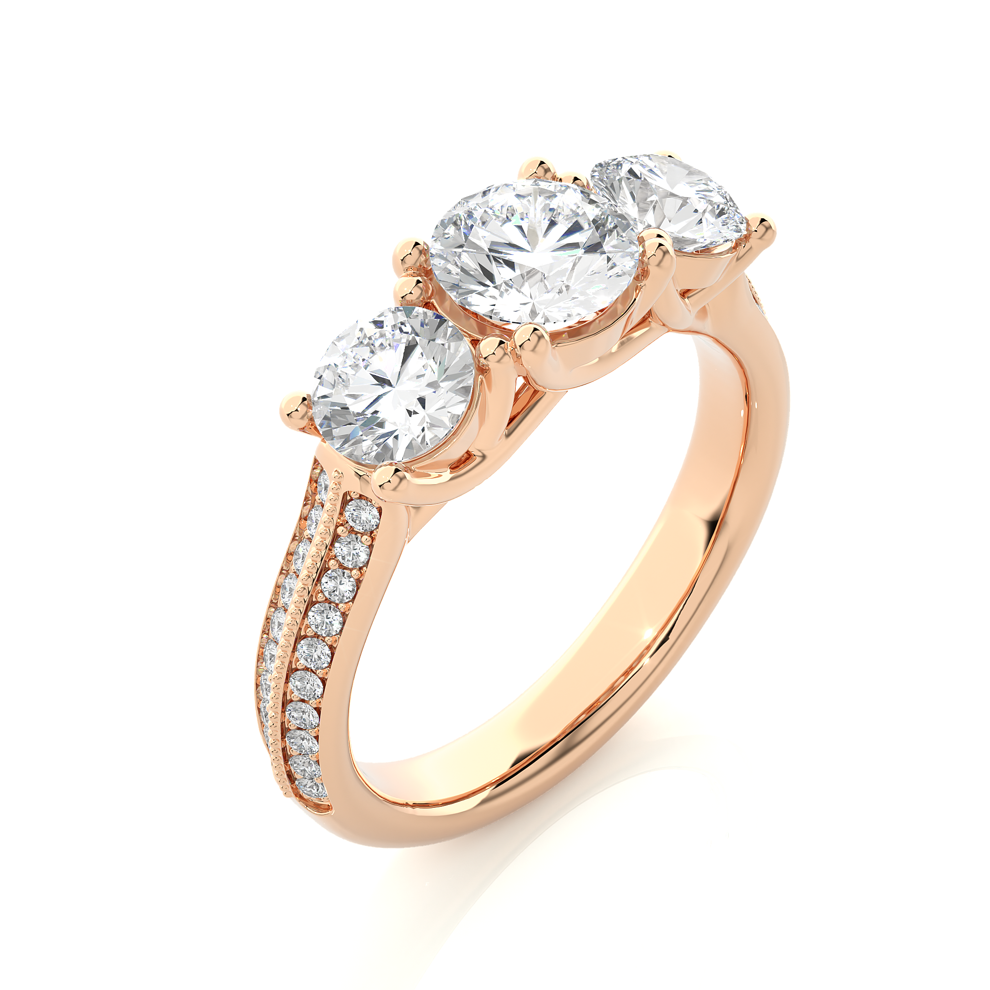 Round Three Stone Lab Grown Diamond Ring