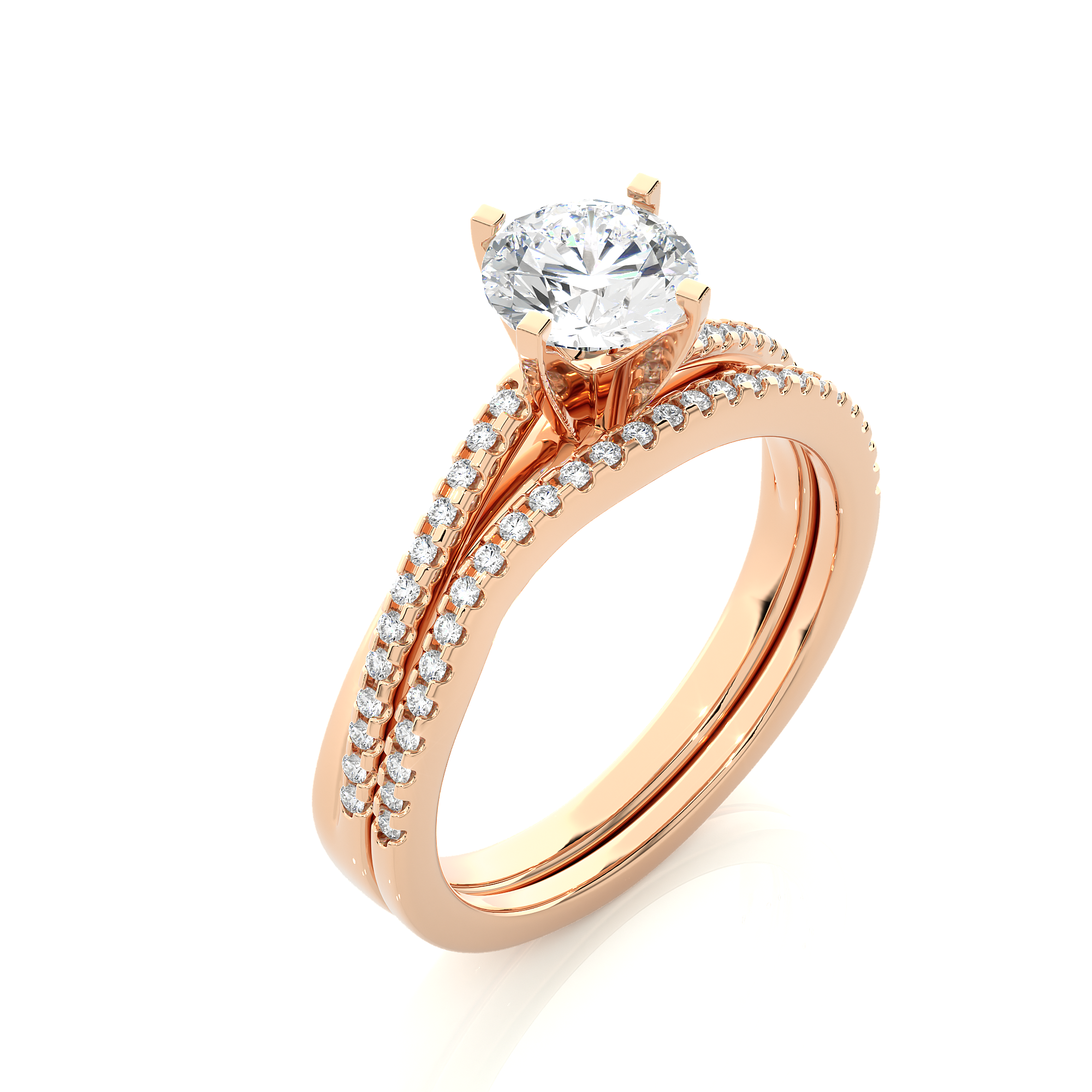 Round Cut Diamond Engagement Ring Set