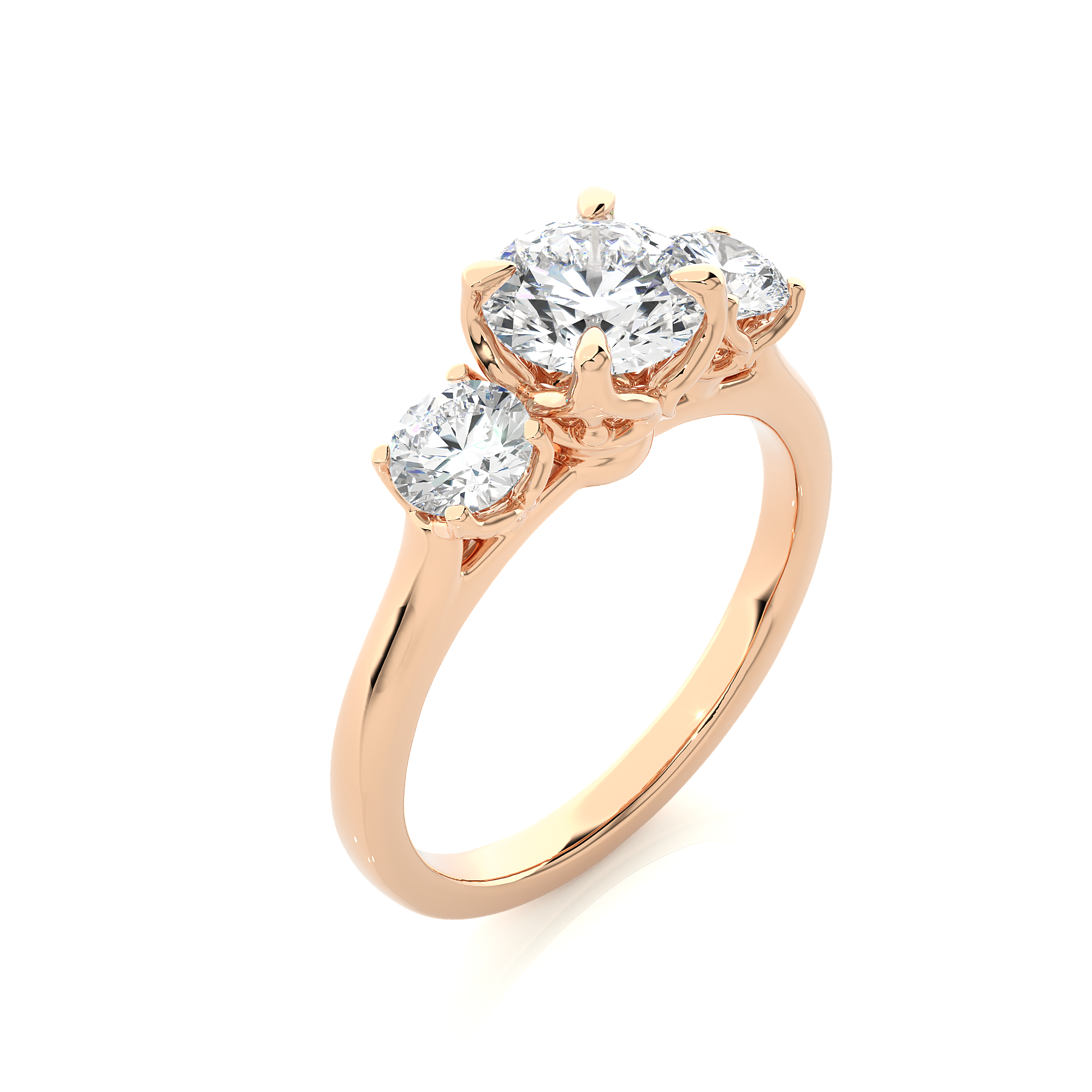 Round Diamond Three Stone Engagement Ring